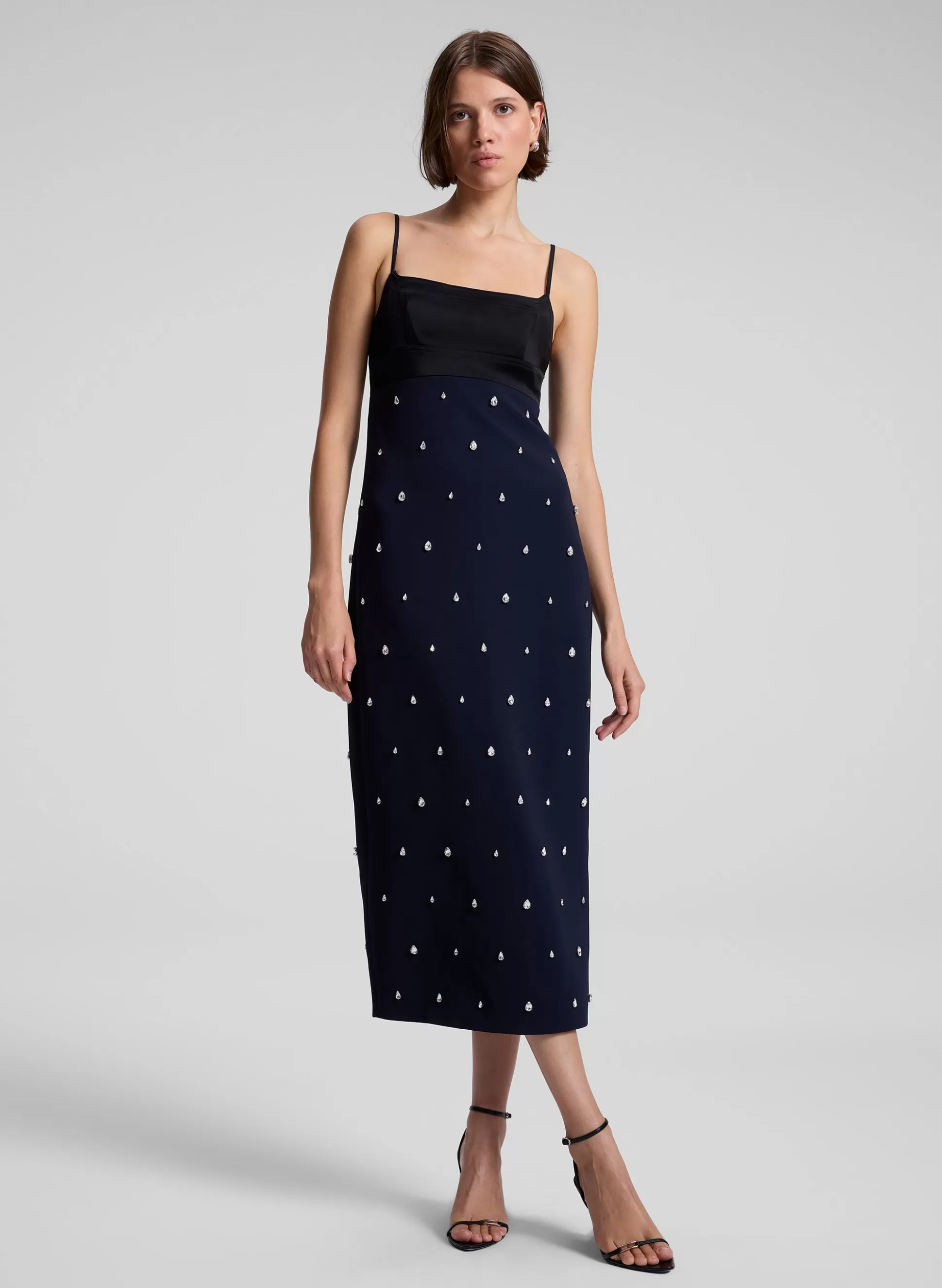 Dresses>A.L.C. Alana Embellished Midi Dress Evening Blue/Black/Crystal