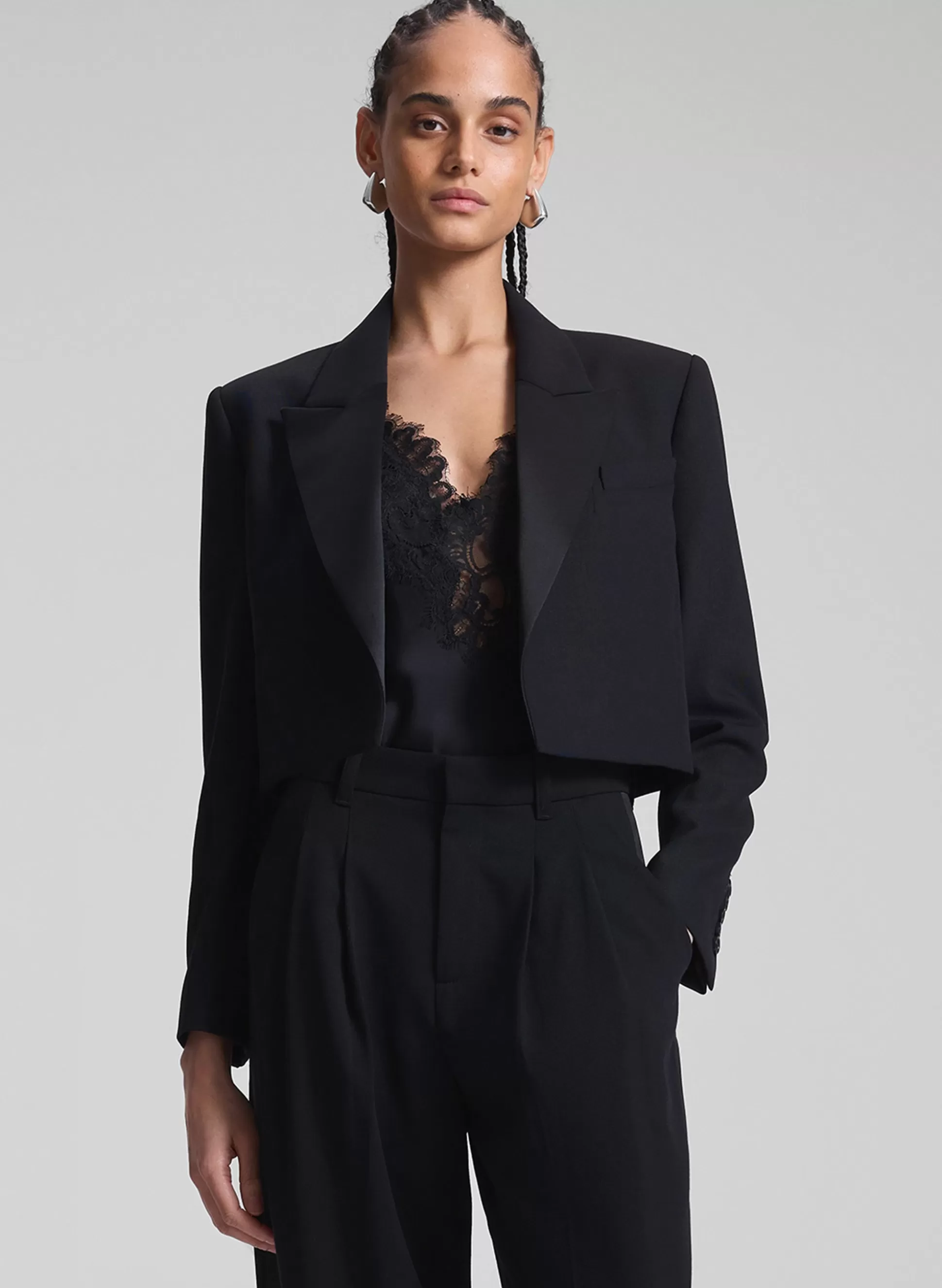 Jackets & Coats | Suits>A.L.C. Anderson Cropped Tux Jacket Black/Black