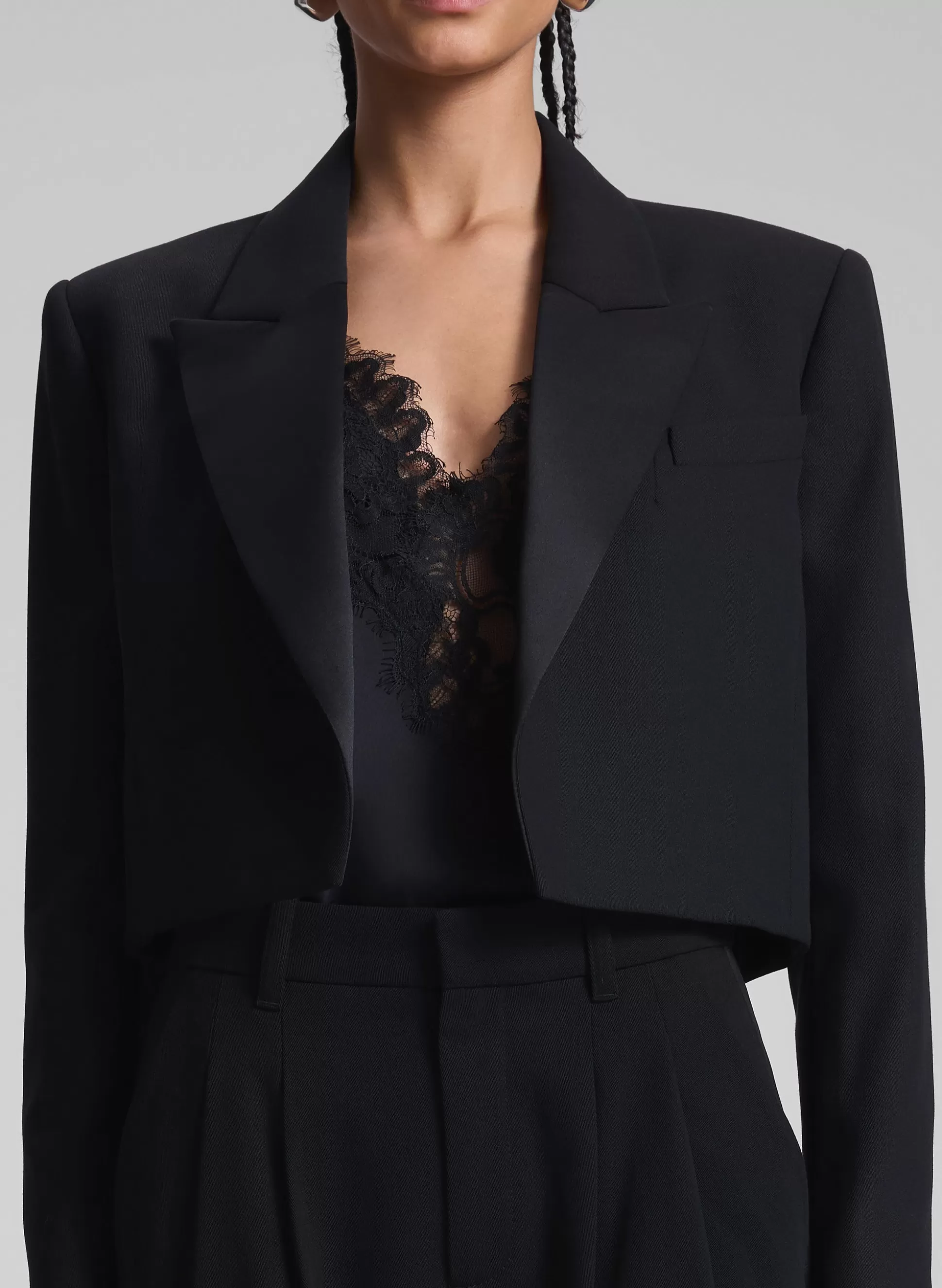 Jackets & Coats | Suits>A.L.C. Anderson Cropped Tux Jacket Black/Black