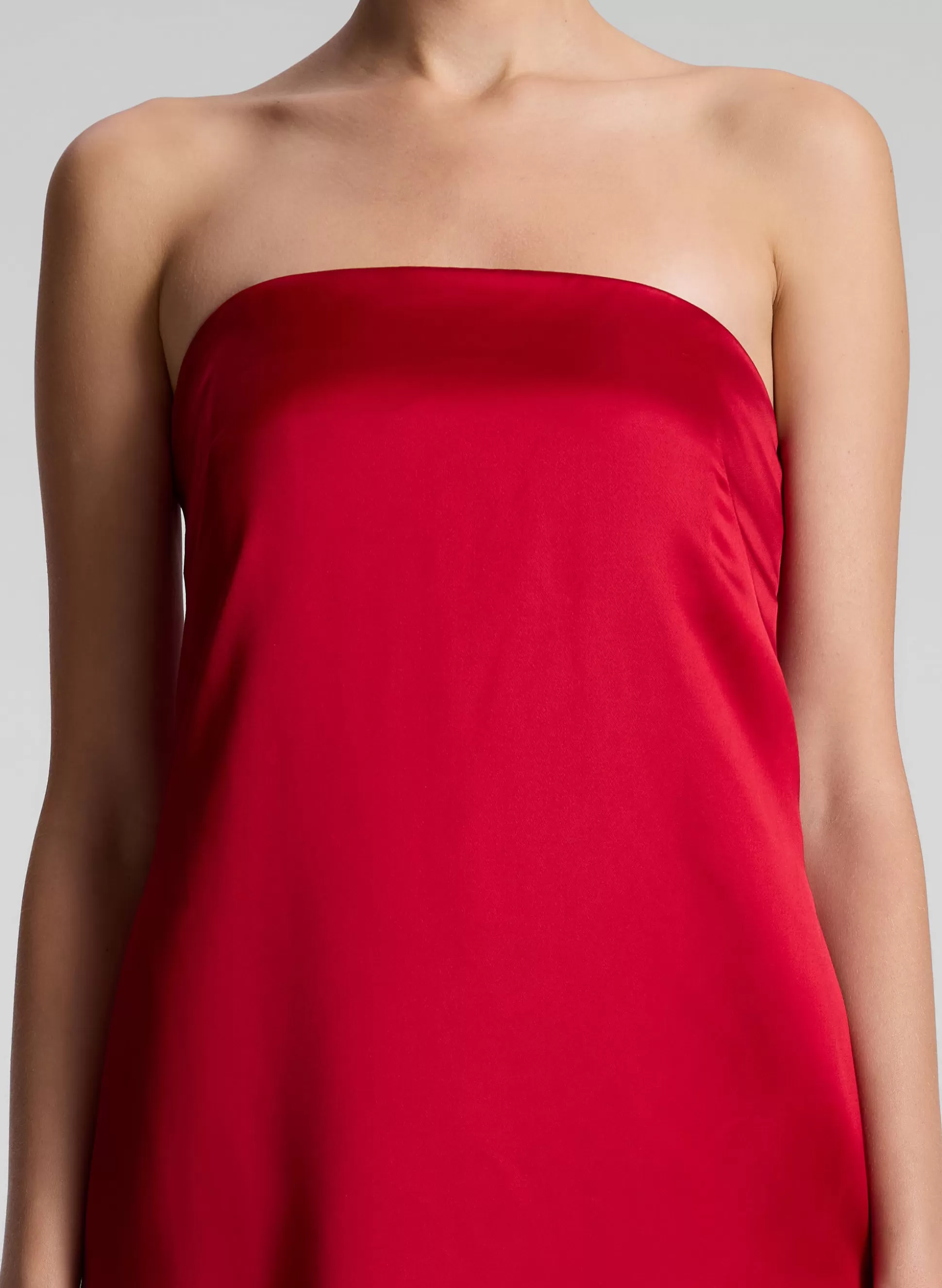 Dresses>A.L.C. Ani Strapless Satin Gown Really Red