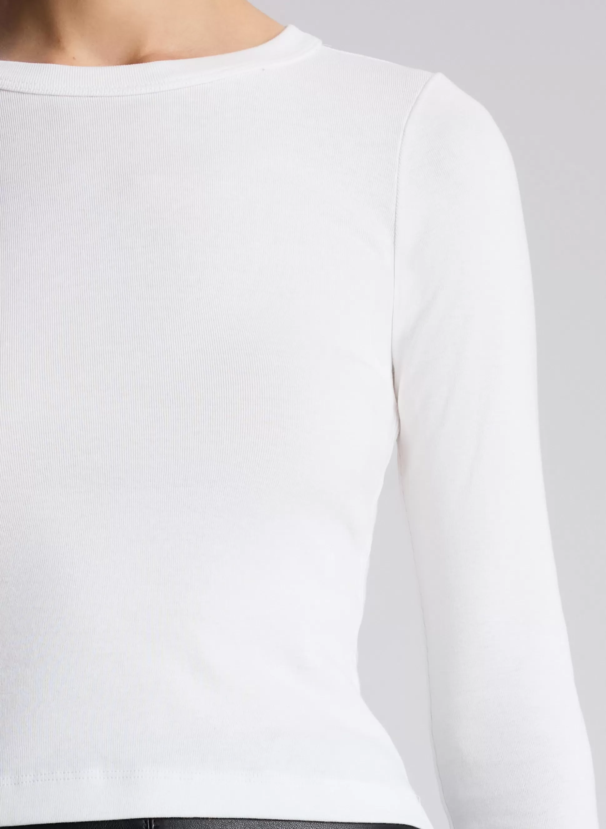 Tops | Tees & Tanks>A.L.C. Ari Cotton Rib Long Sleeve Tee White