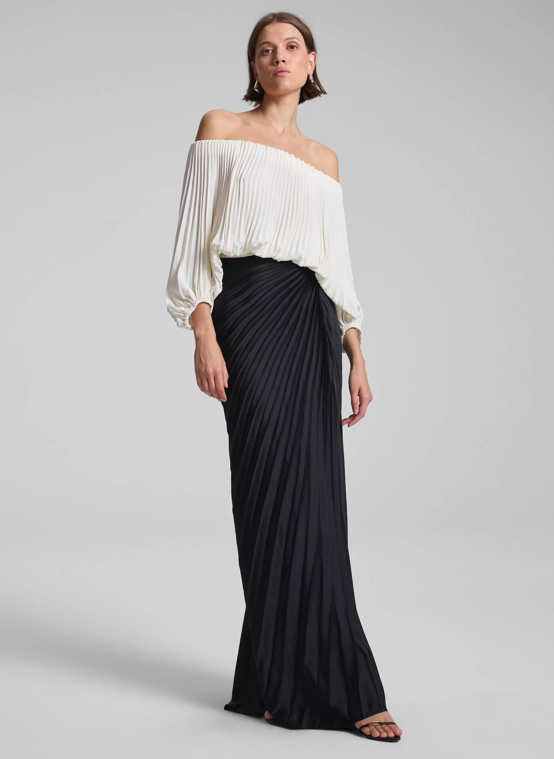 Bottoms | Skirts>A.L.C. Bianca Pleated Maxi Skirt Black