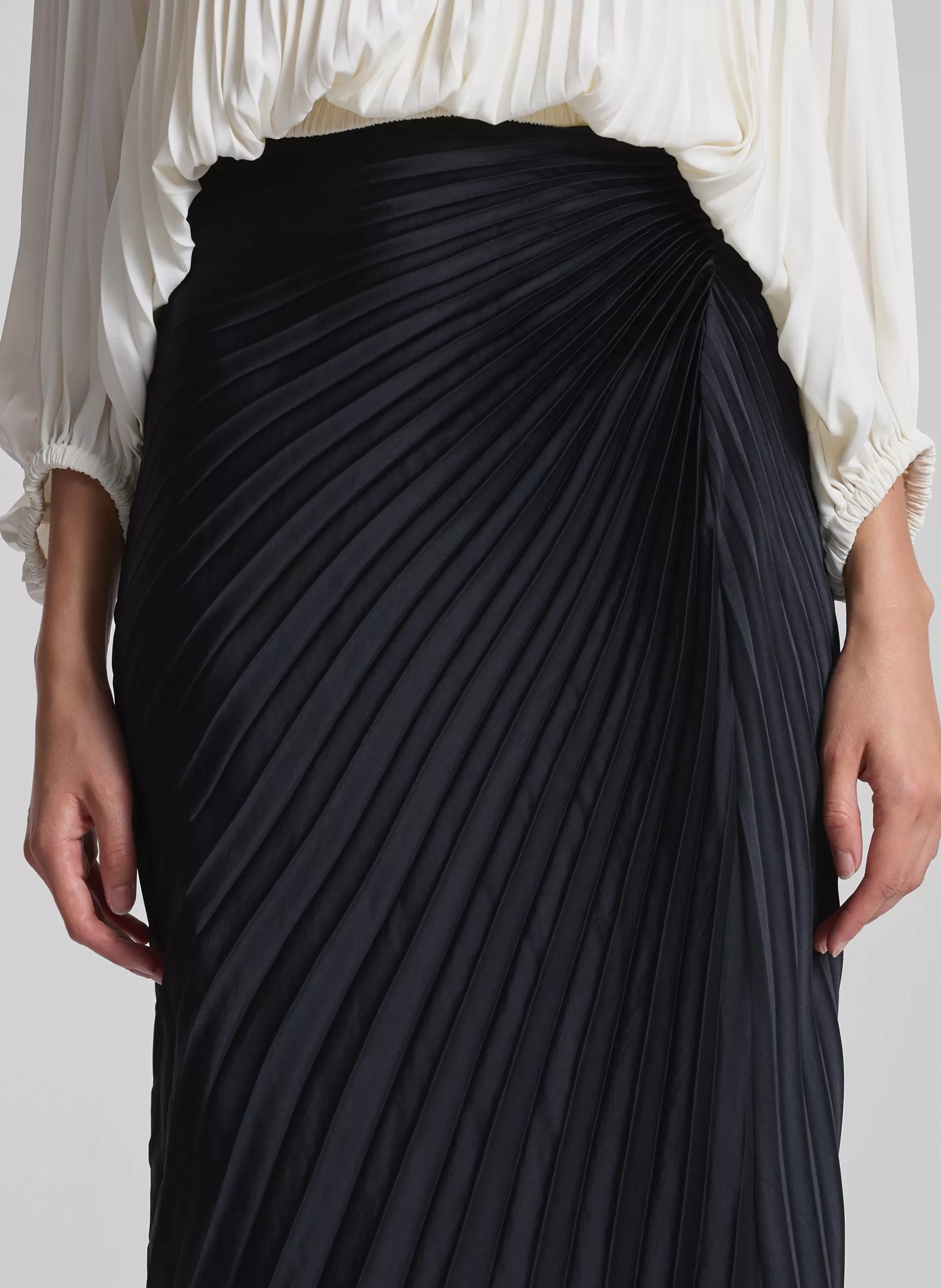 Bottoms | Skirts>A.L.C. Bianca Pleated Maxi Skirt Black