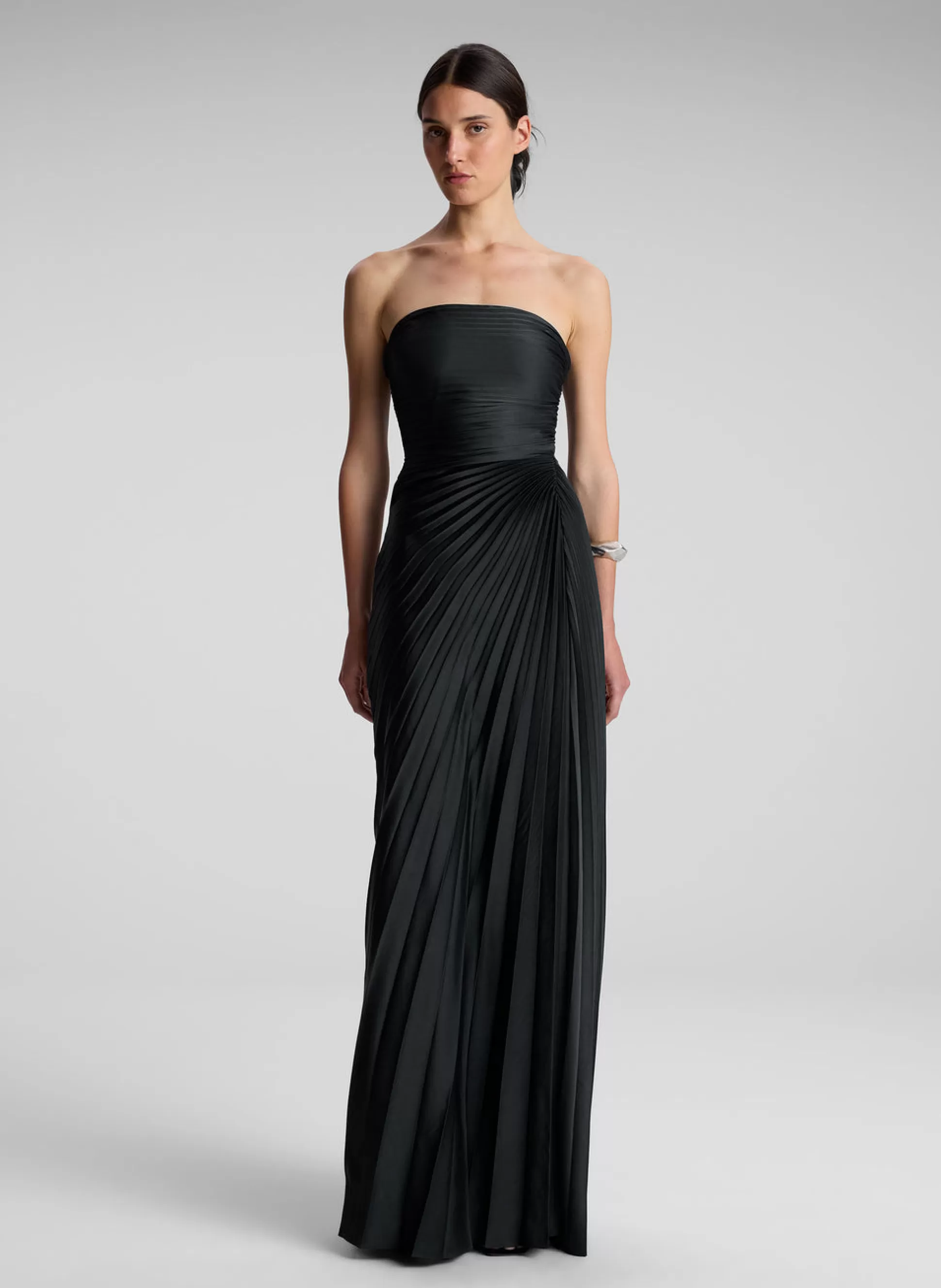 Dresses>A.L.C. Bianca Strapless Pleated Maxi Dress Black