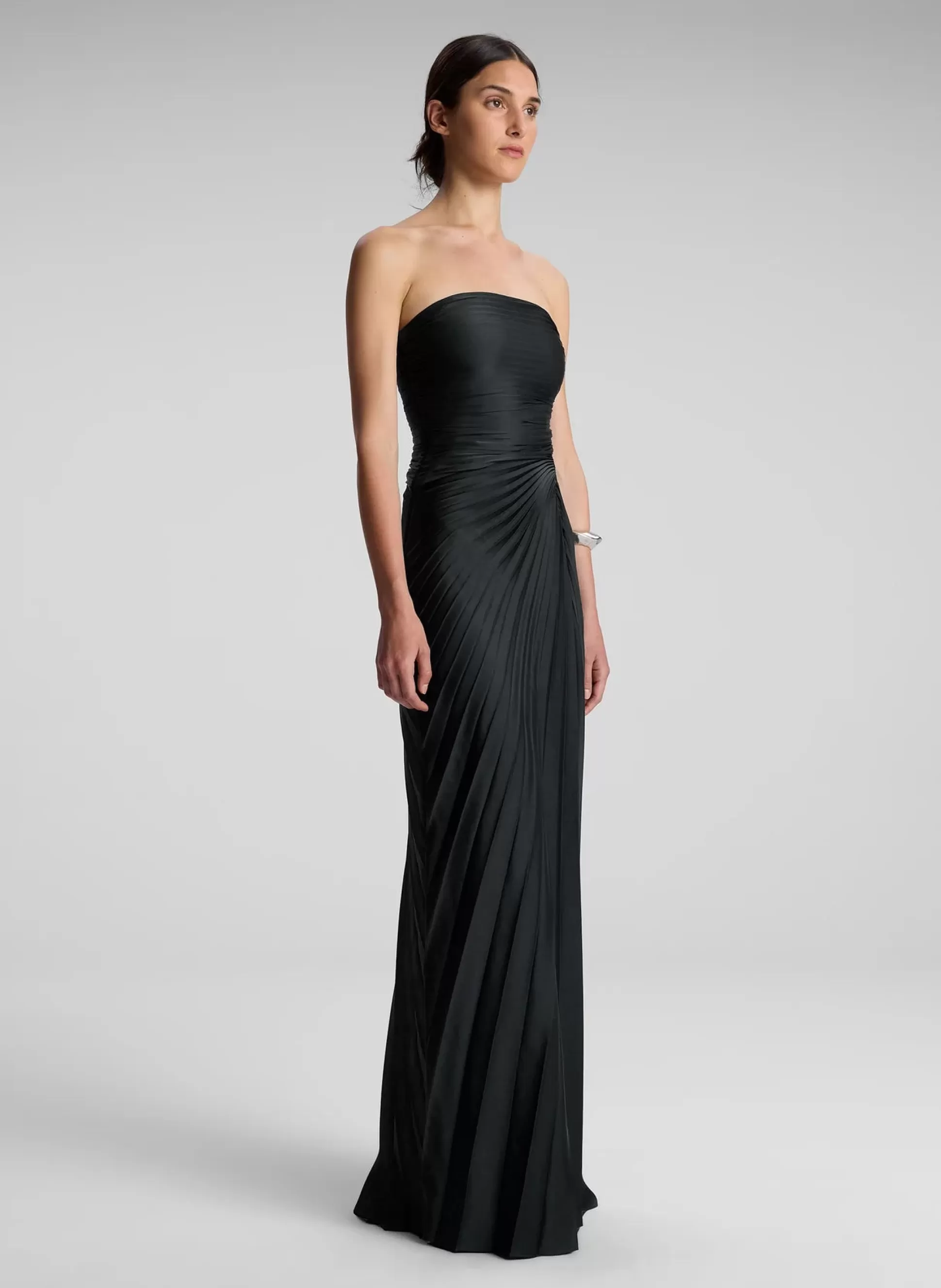 Dresses>A.L.C. Bianca Strapless Pleated Maxi Dress Black