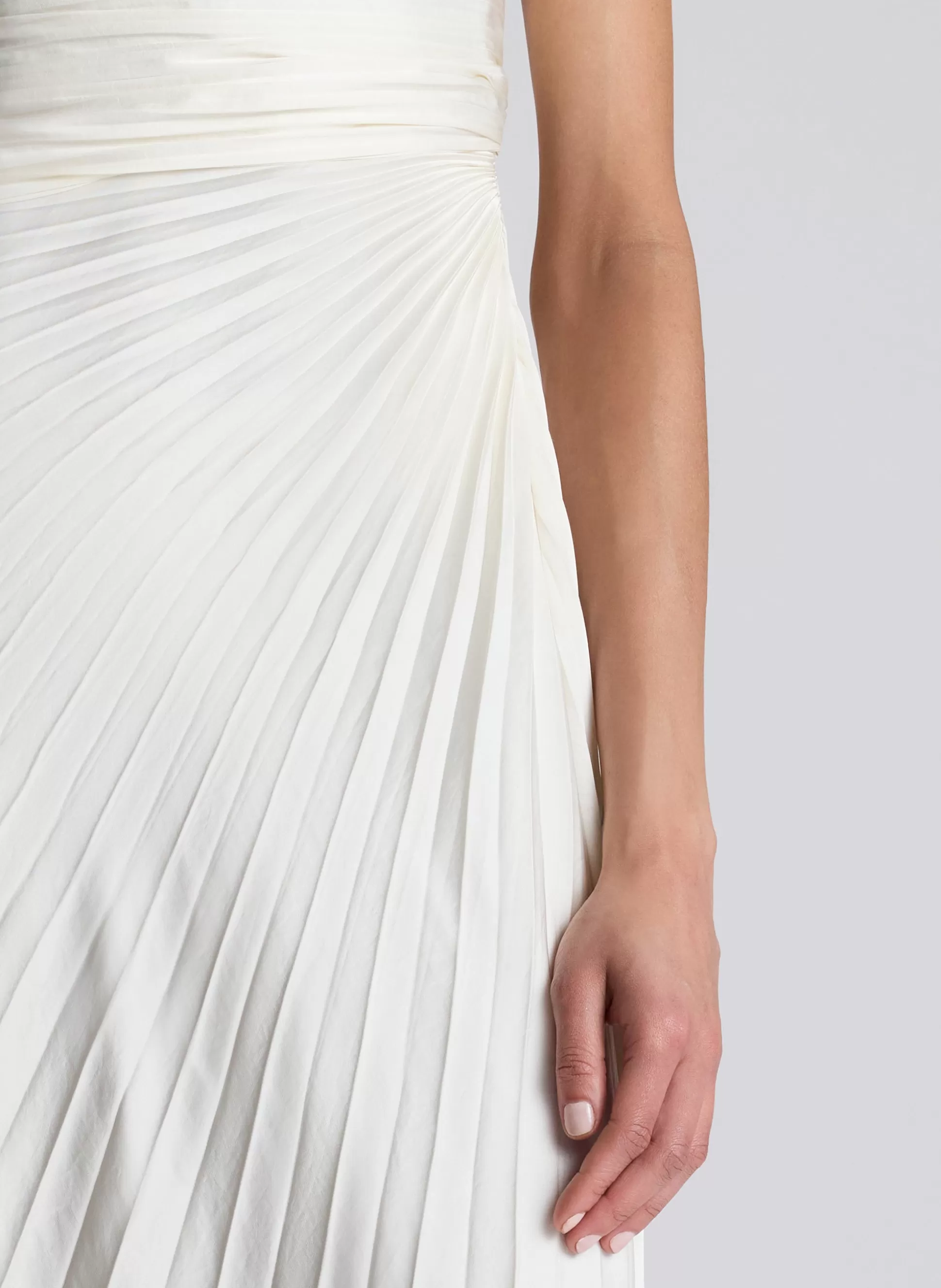 Dresses>A.L.C. Bianca Strapless Pleated Maxi Dress Whisper White