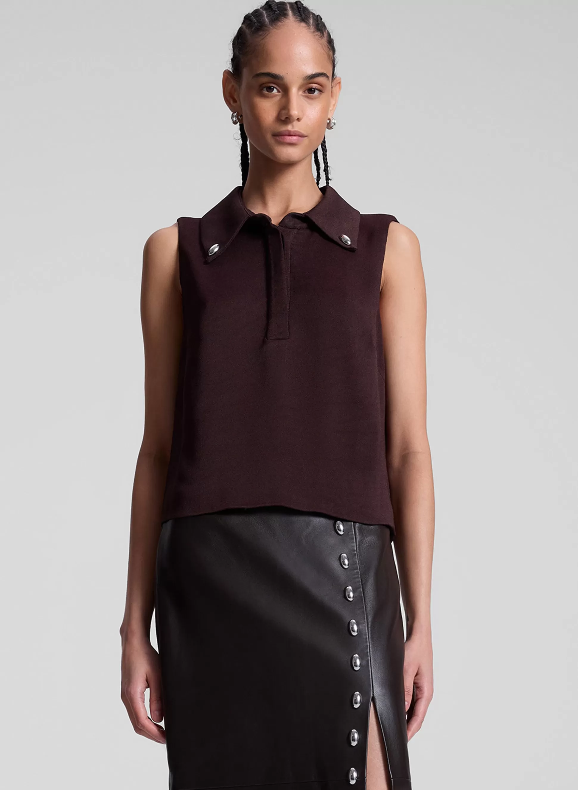 Tops>A.L.C. Blaine Sleeveless Top Chocolate Plum