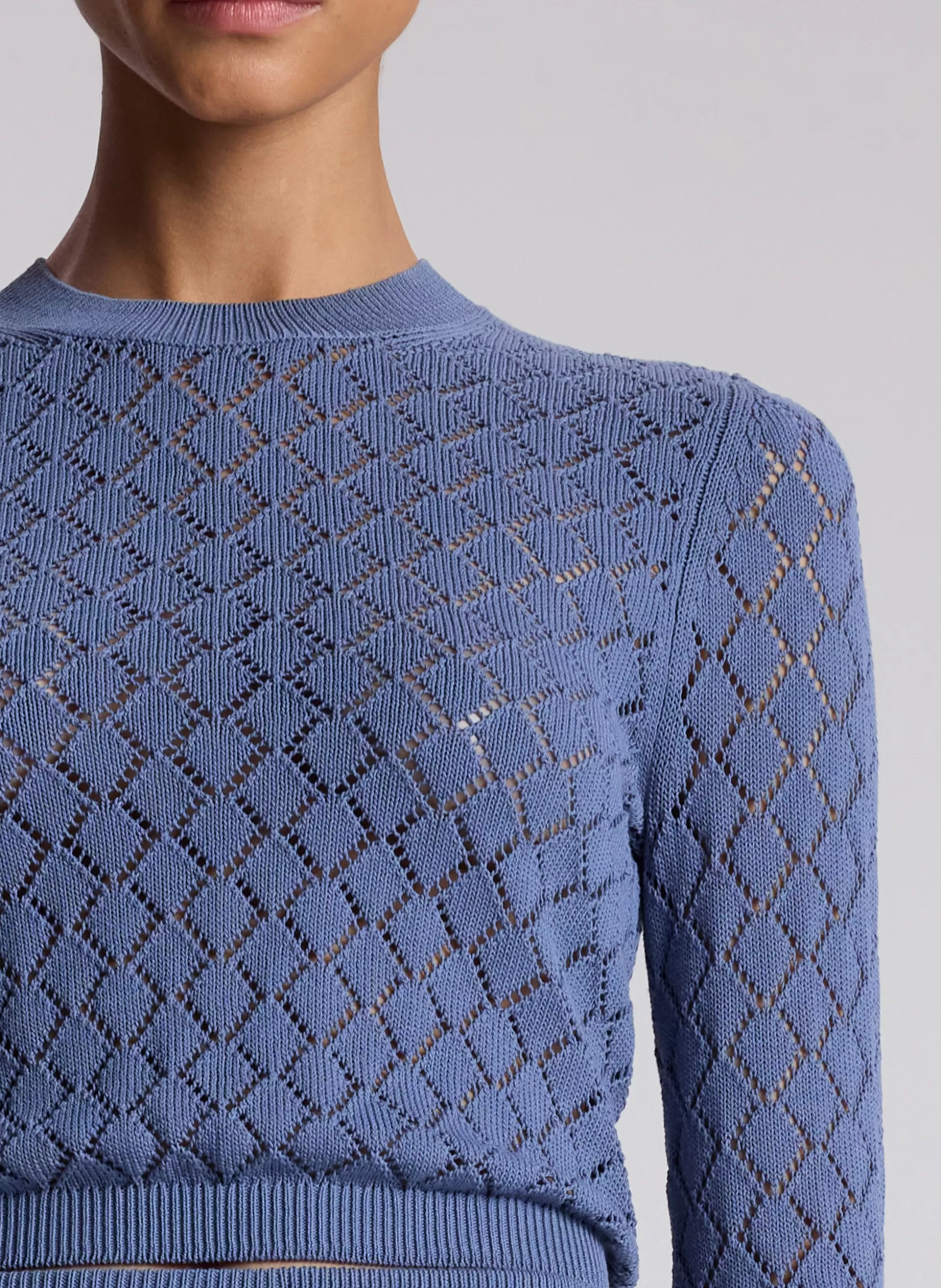 Tops | Knitwear>A.L.C. Brandi Pointelle Knit Top Steel Blue