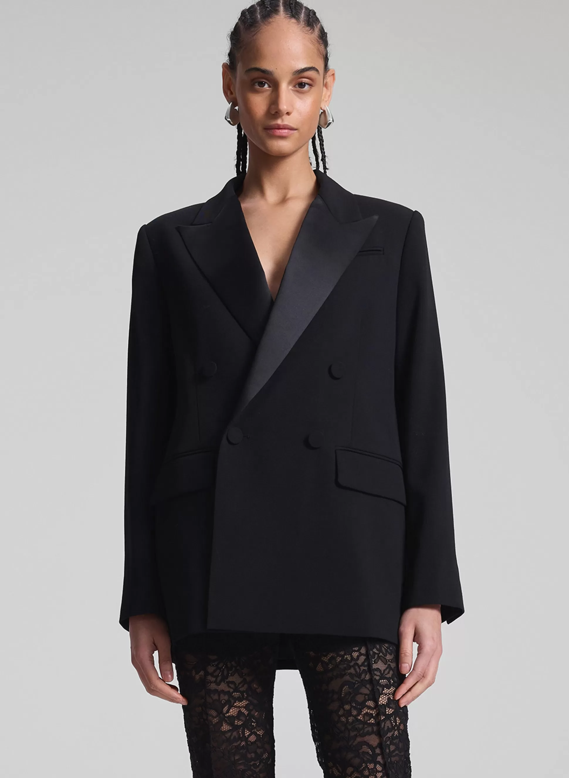 Jackets & Coats | Suits>A.L.C. Calla Oversized Tailored Tux Jacket Black/Black