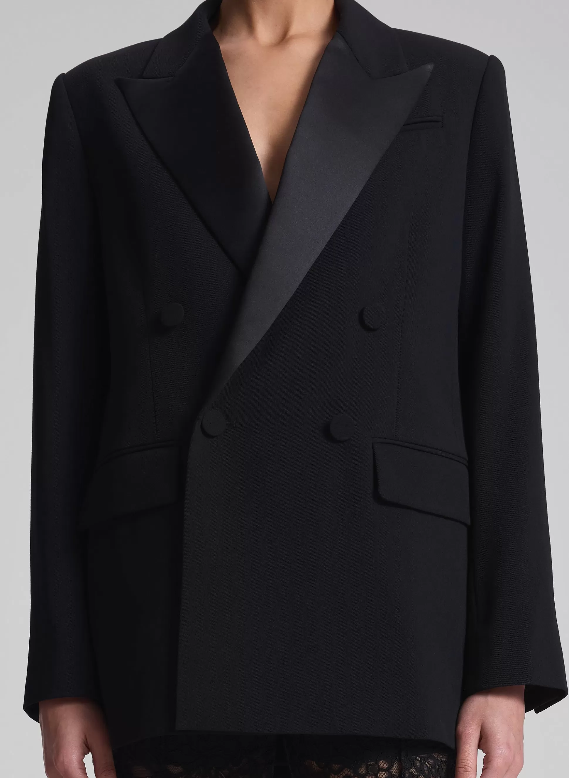 Jackets & Coats | Suits>A.L.C. Calla Oversized Tailored Tux Jacket Black/Black