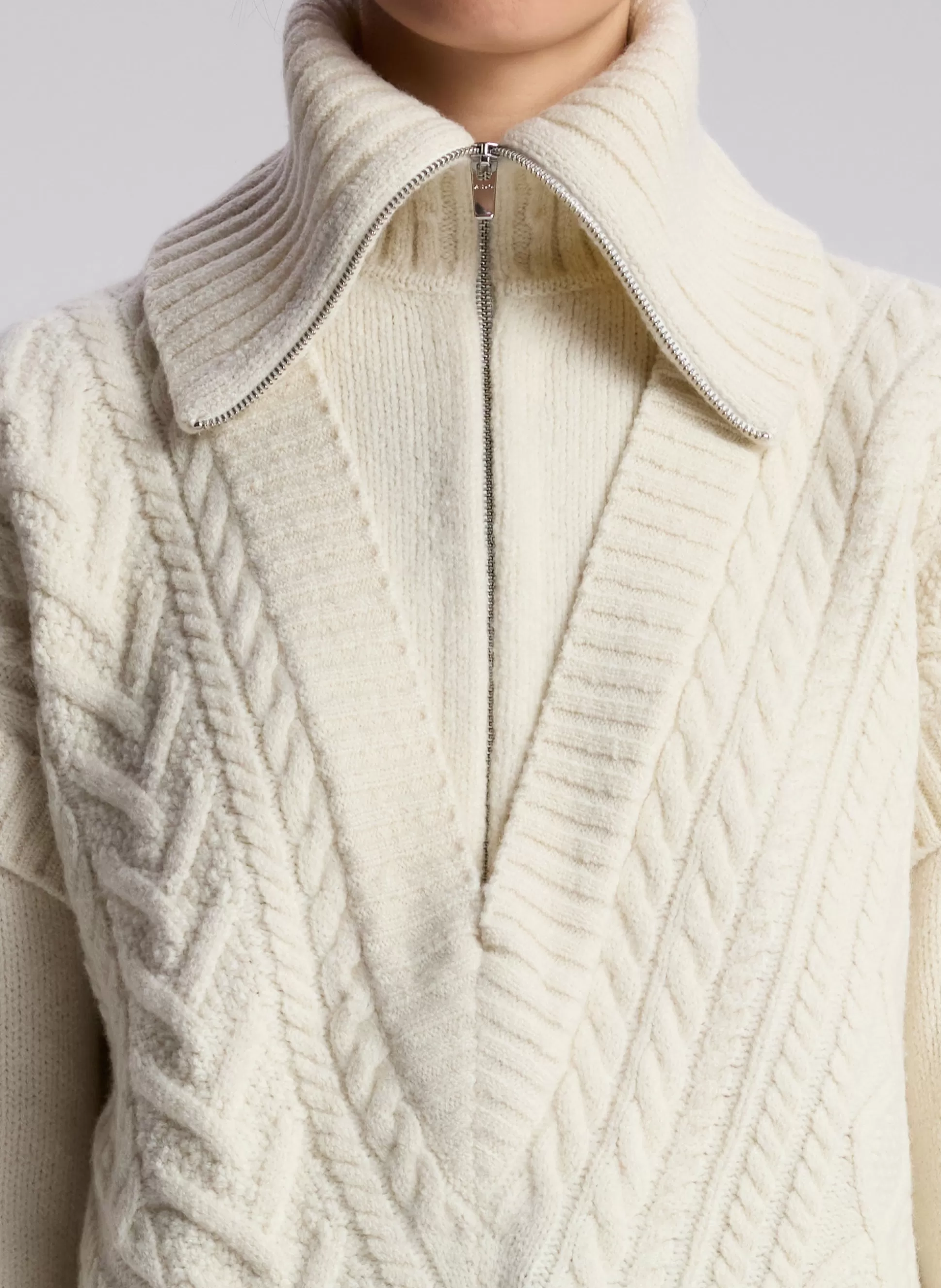 Tops | Sweaters>A.L.C. Callie Merino Cable Knit Sweater Off White