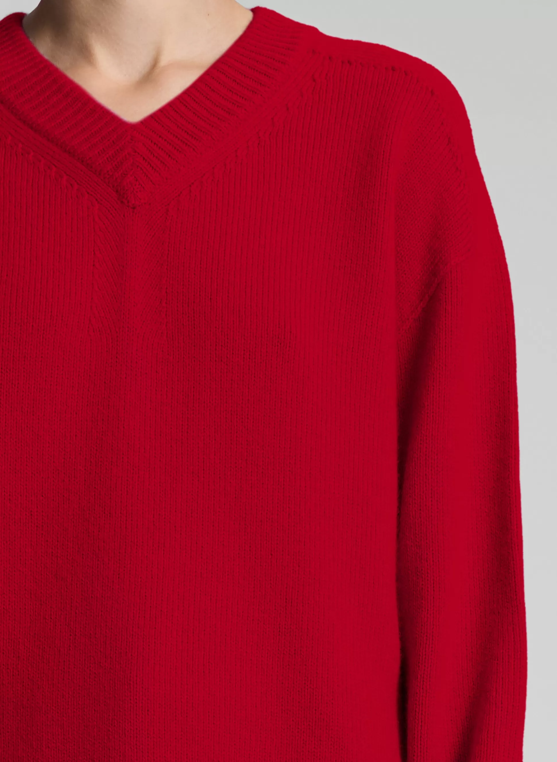 Tops | Sweaters>A.L.C. Calven Cashmere V Neck Sweater Really Red