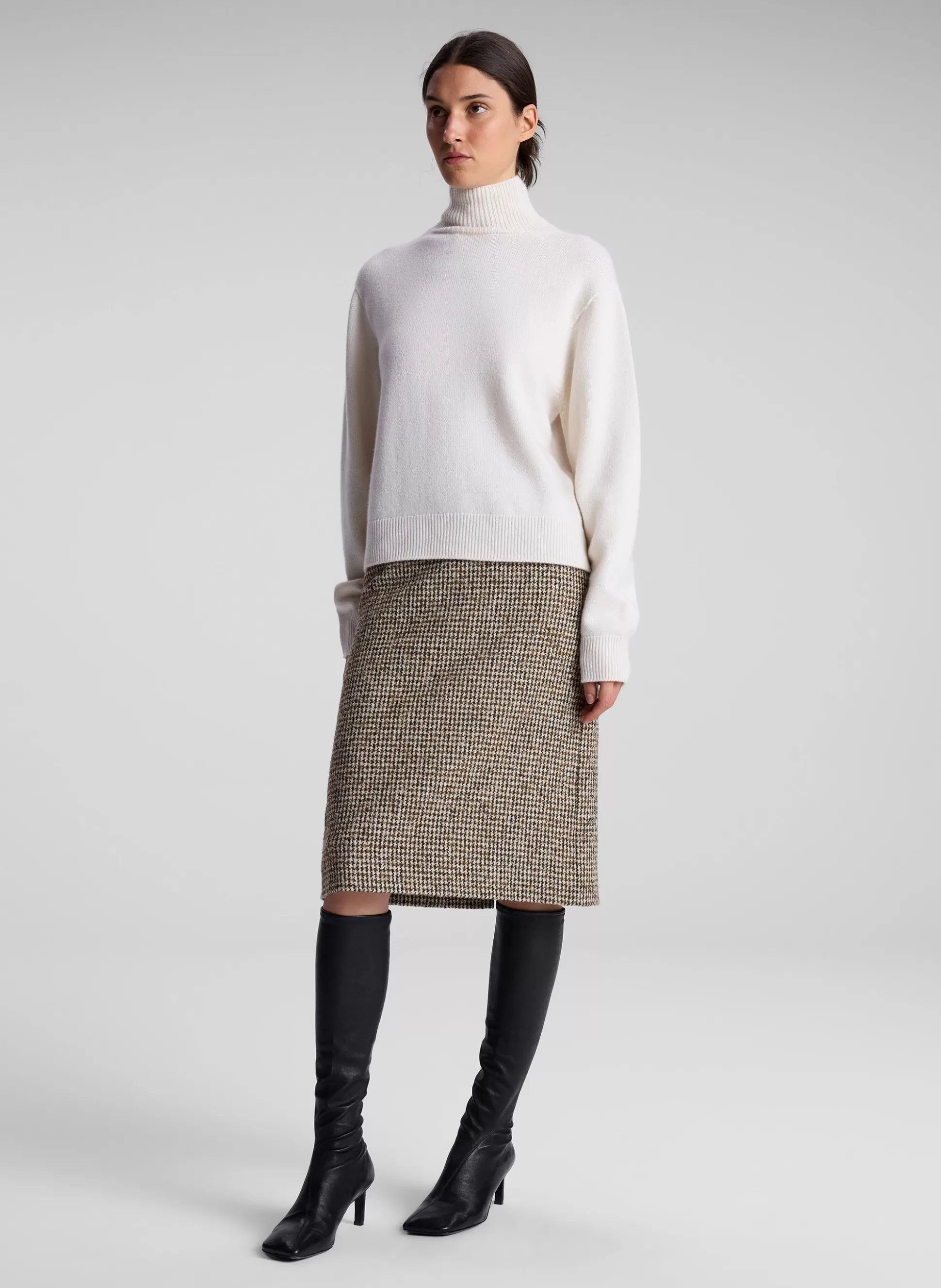 Bottoms | Skirts>A.L.C. Cara Houndstooth Skirt Cream/Brown