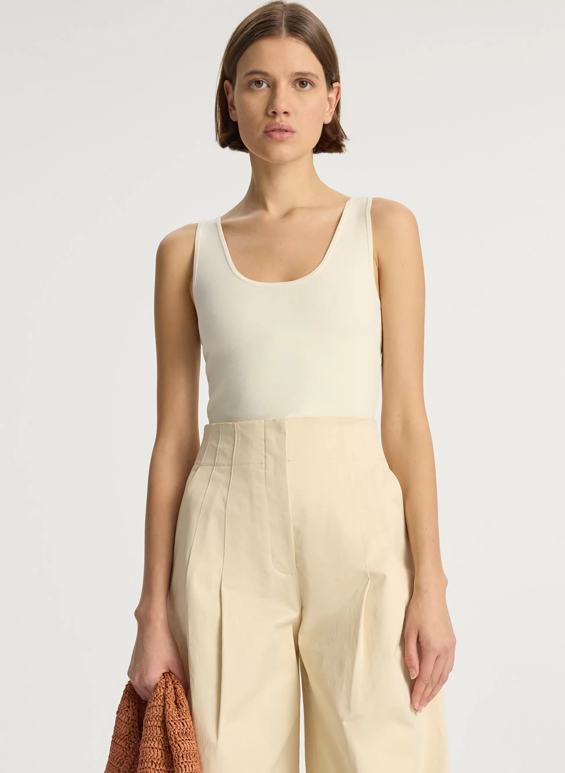 Tops | Tees & Tanks>A.L.C. Cleo Compact Knit Top Bone