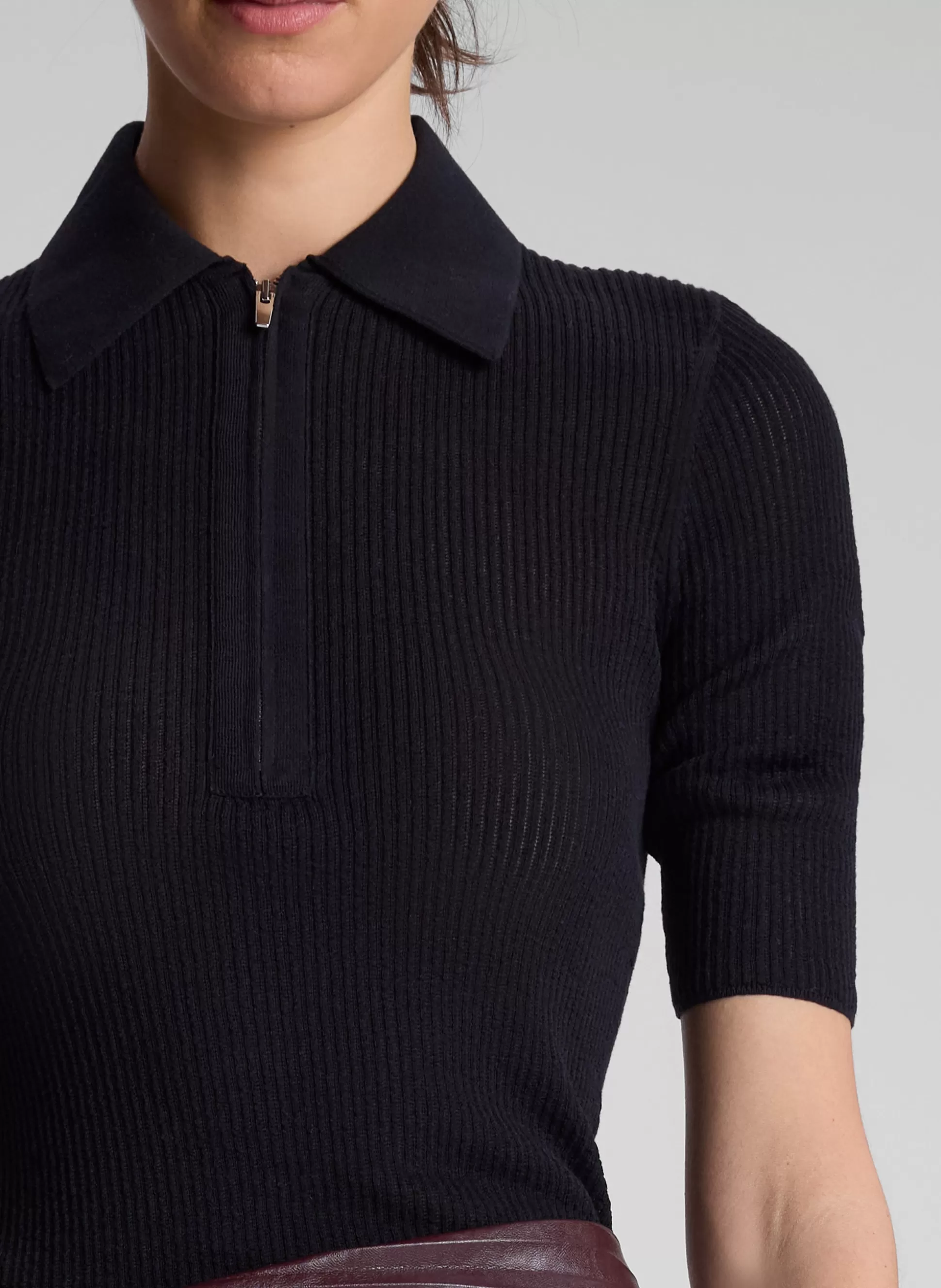 Tops | Knitwear>A.L.C. Cooper Fine Cotton Ribbed Top Black