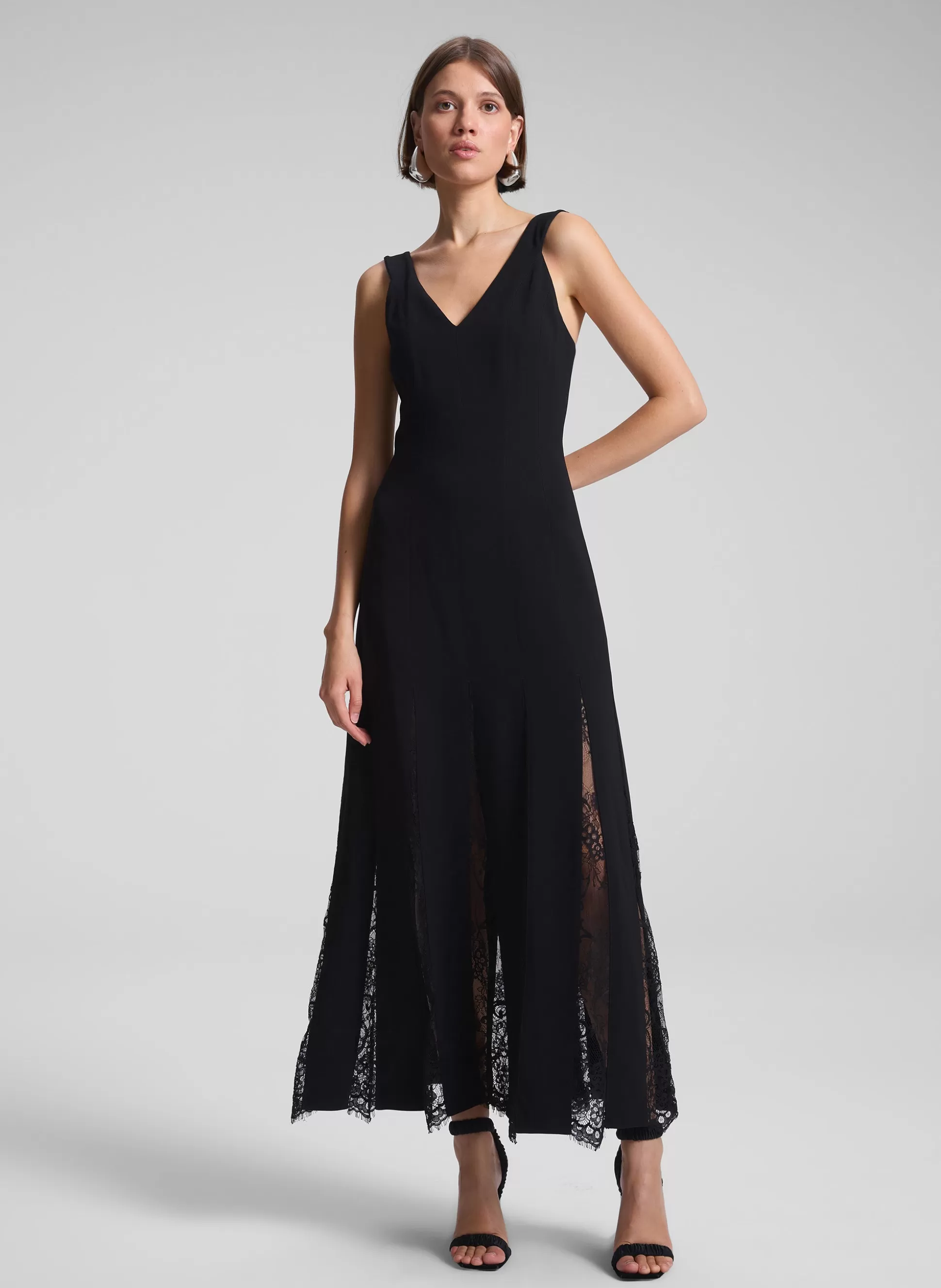 Dresses>A.L.C. Emmie Lace Midi Dress Black/Black