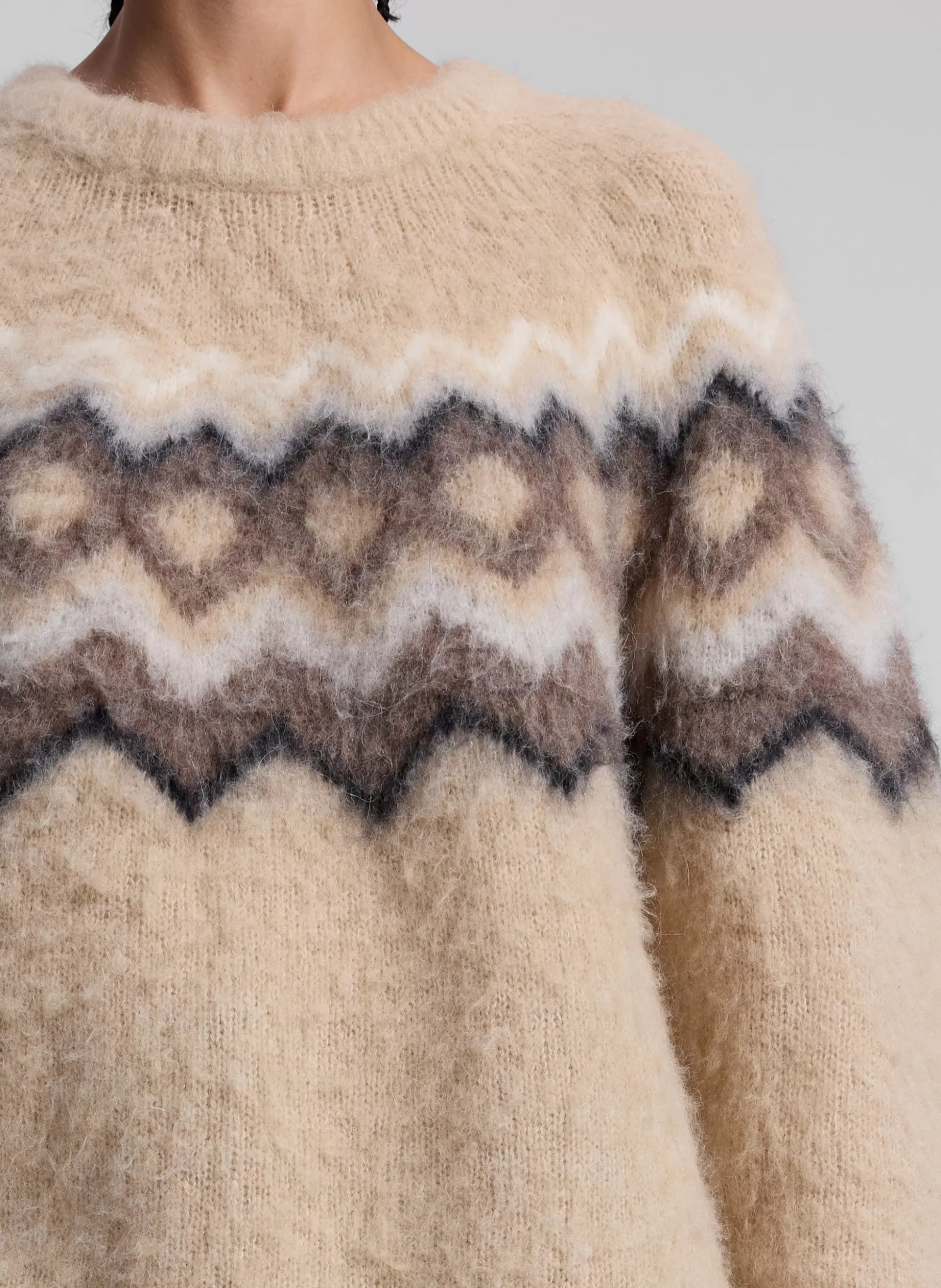 Sweaters | Tops>A.L.C. Ezra Fairisle Sweater Dark Taupe Multi