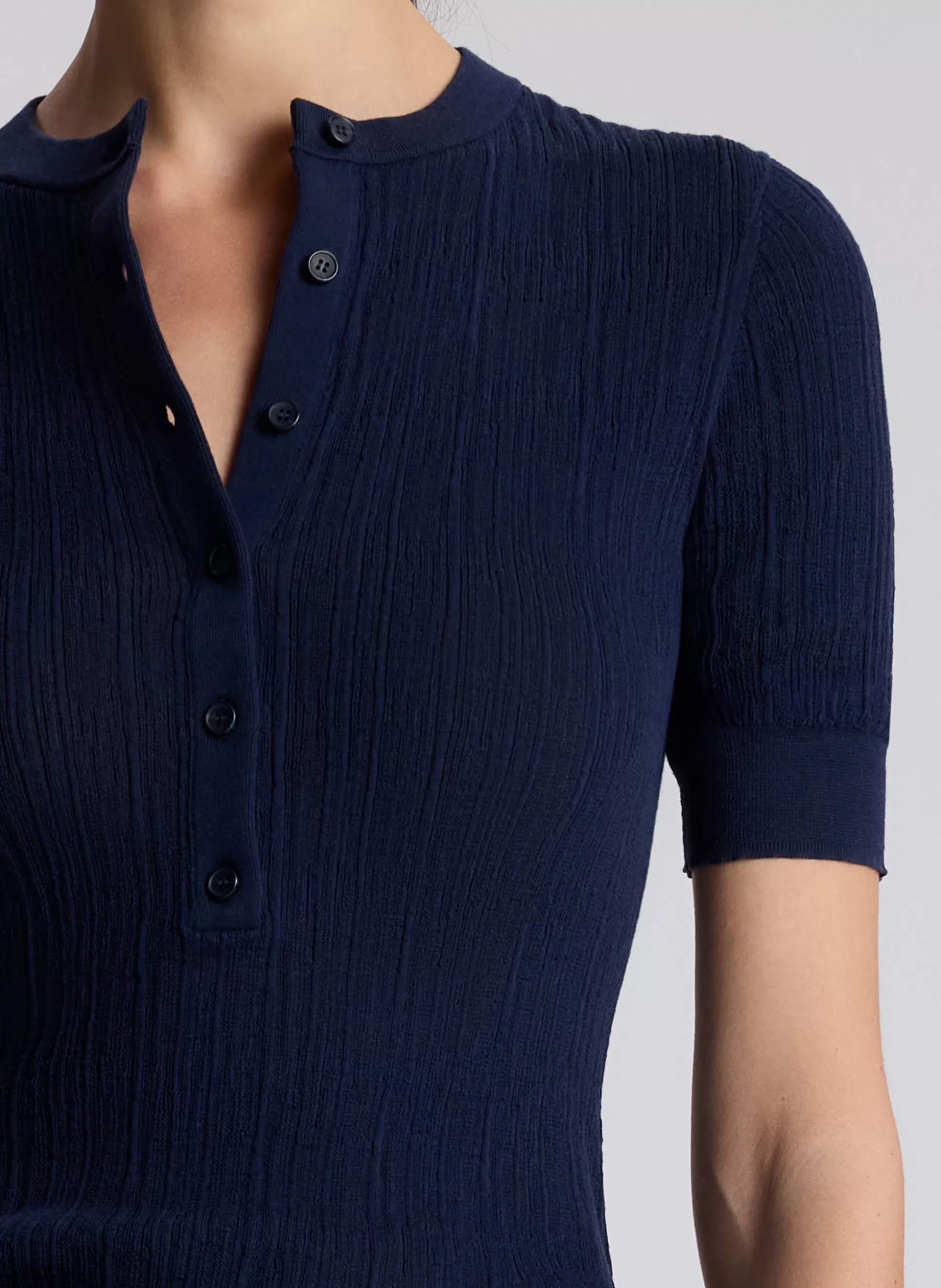 Tops | Knitwear>A.L.C. Fisher Fine Cotton Knit Top Navy