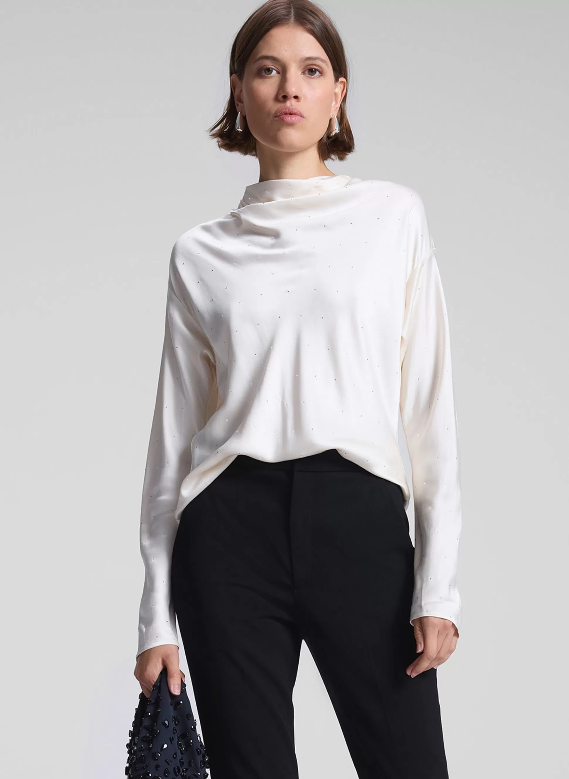 Tops>A.L.C. Georgia Embellished Satin Top Villa