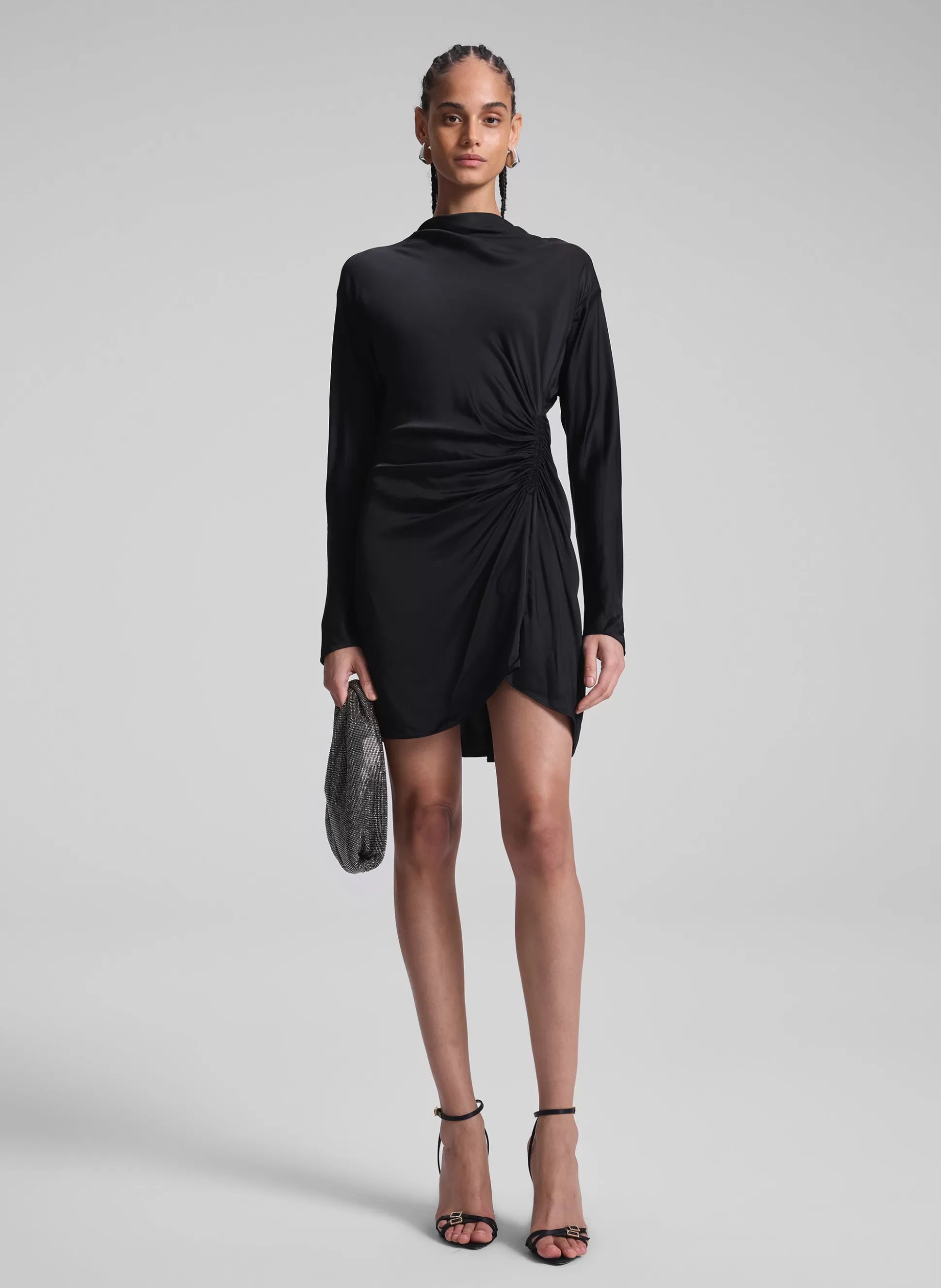 Dresses>A.L.C. Georgia Satin Mini Dress Black