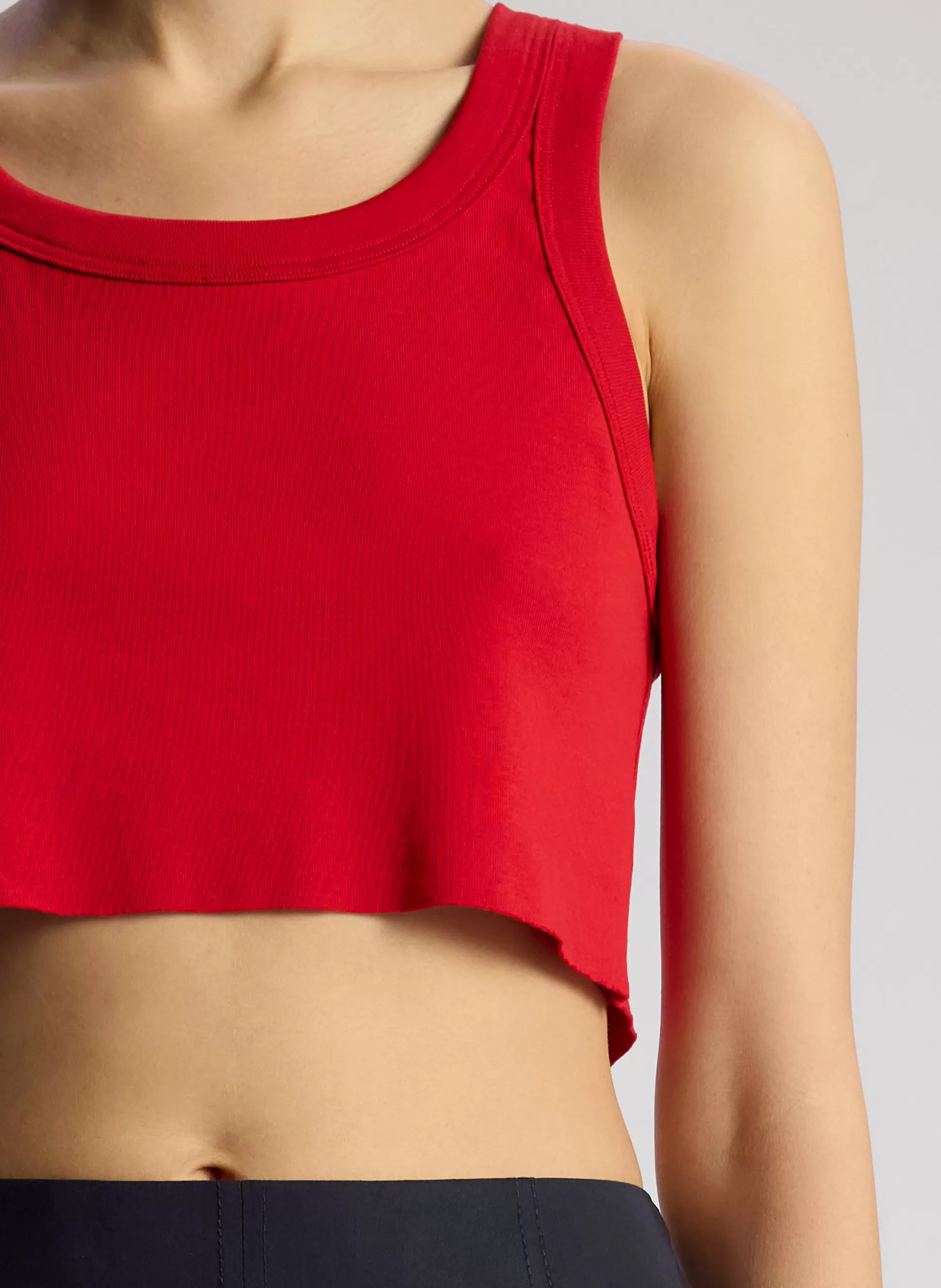 Tops | Tees & Tanks>A.L.C. Halsey Cropped Cotton Rib Tank Rouge