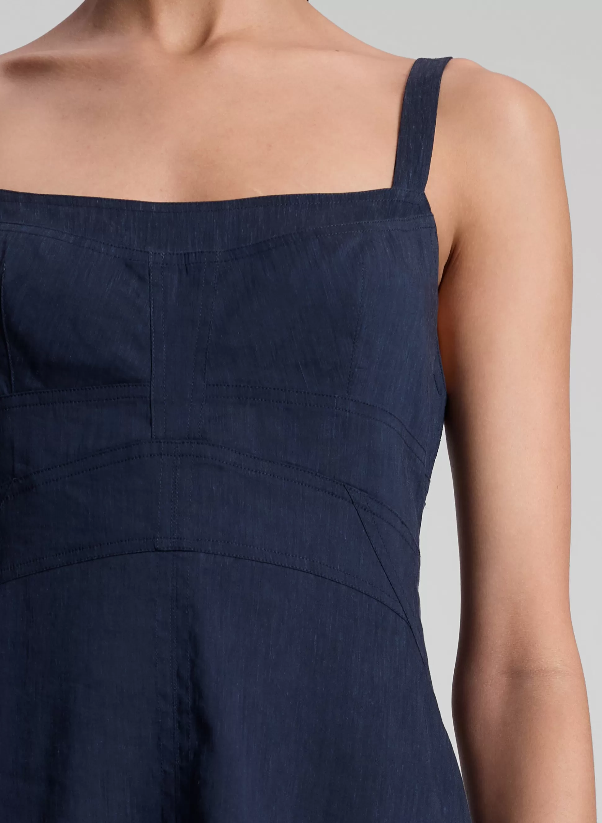 Dresses>A.L.C. Harlow Linen Midi Dress Navy