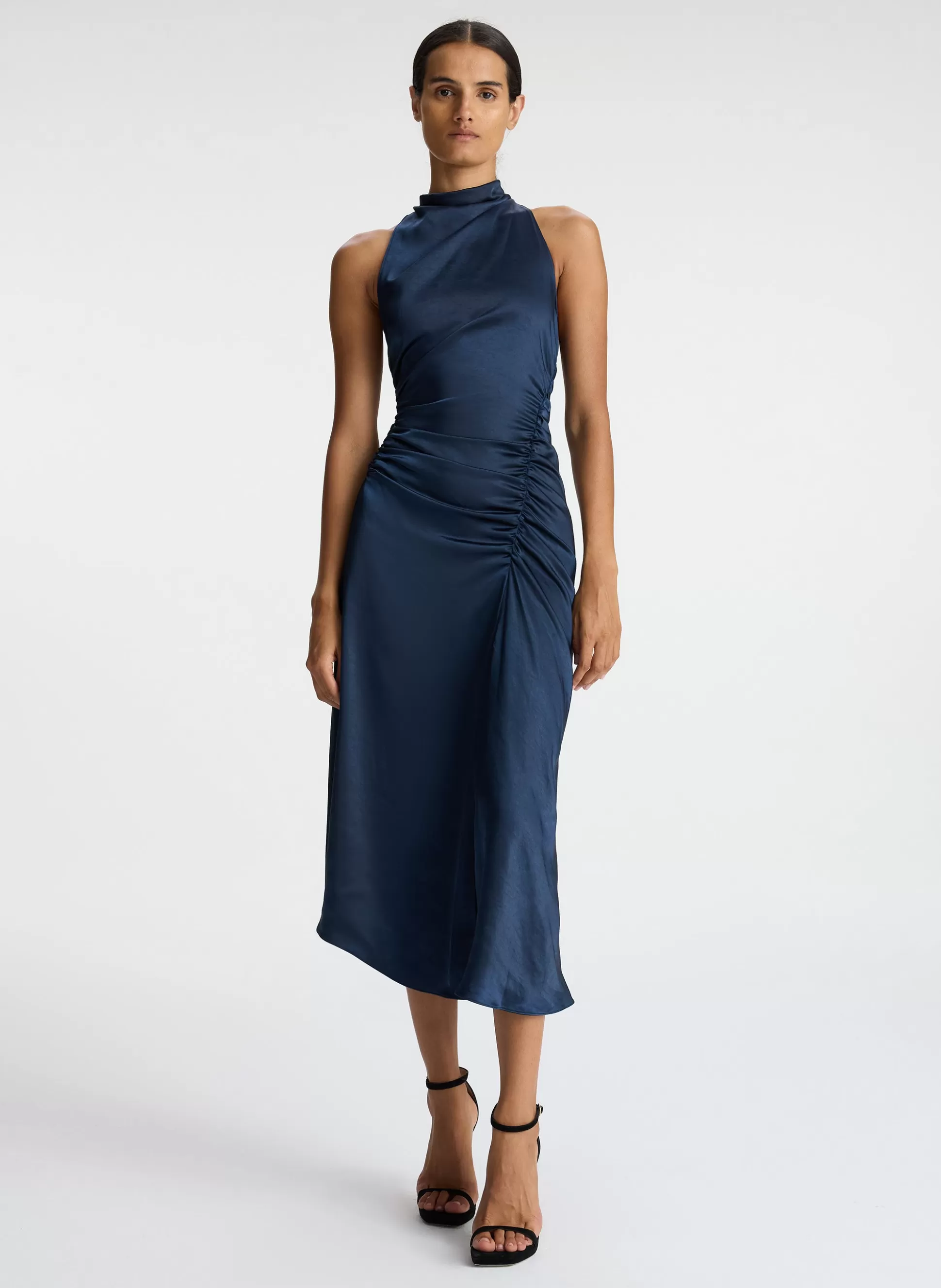 Dresses>A.L.C. Inez Satin Midi Dress Dark Sapphire