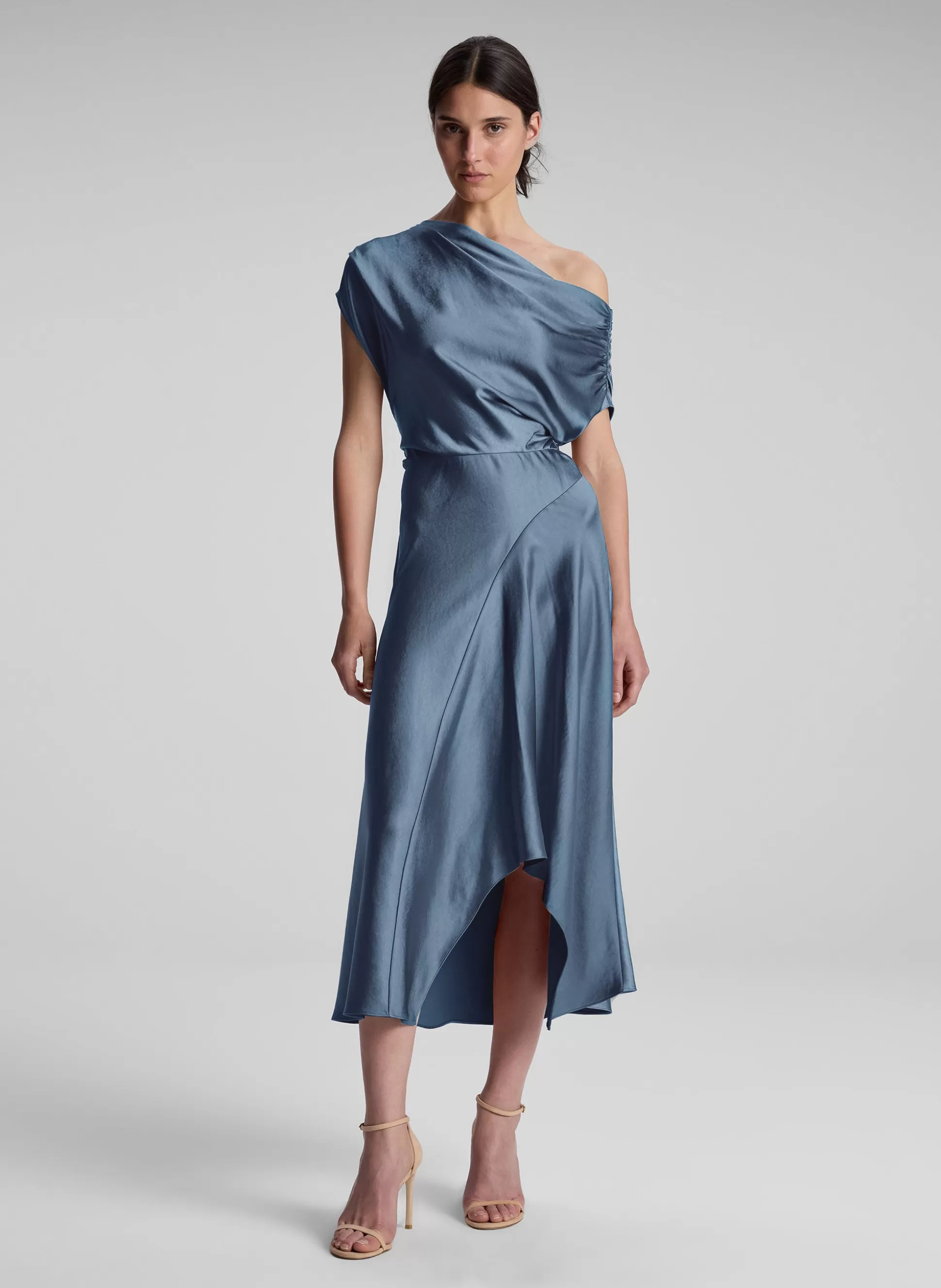 Dresses>A.L.C. Jasmine Satin Midi Dress Kyanite