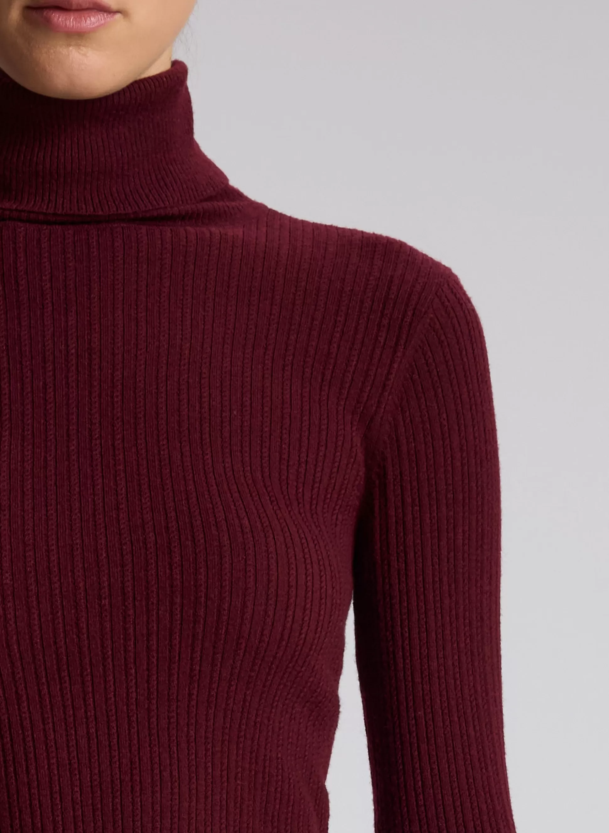 Tops | Knitwear>A.L.C. Jett Cable Knit Merino Turtleneck Top Burgundy