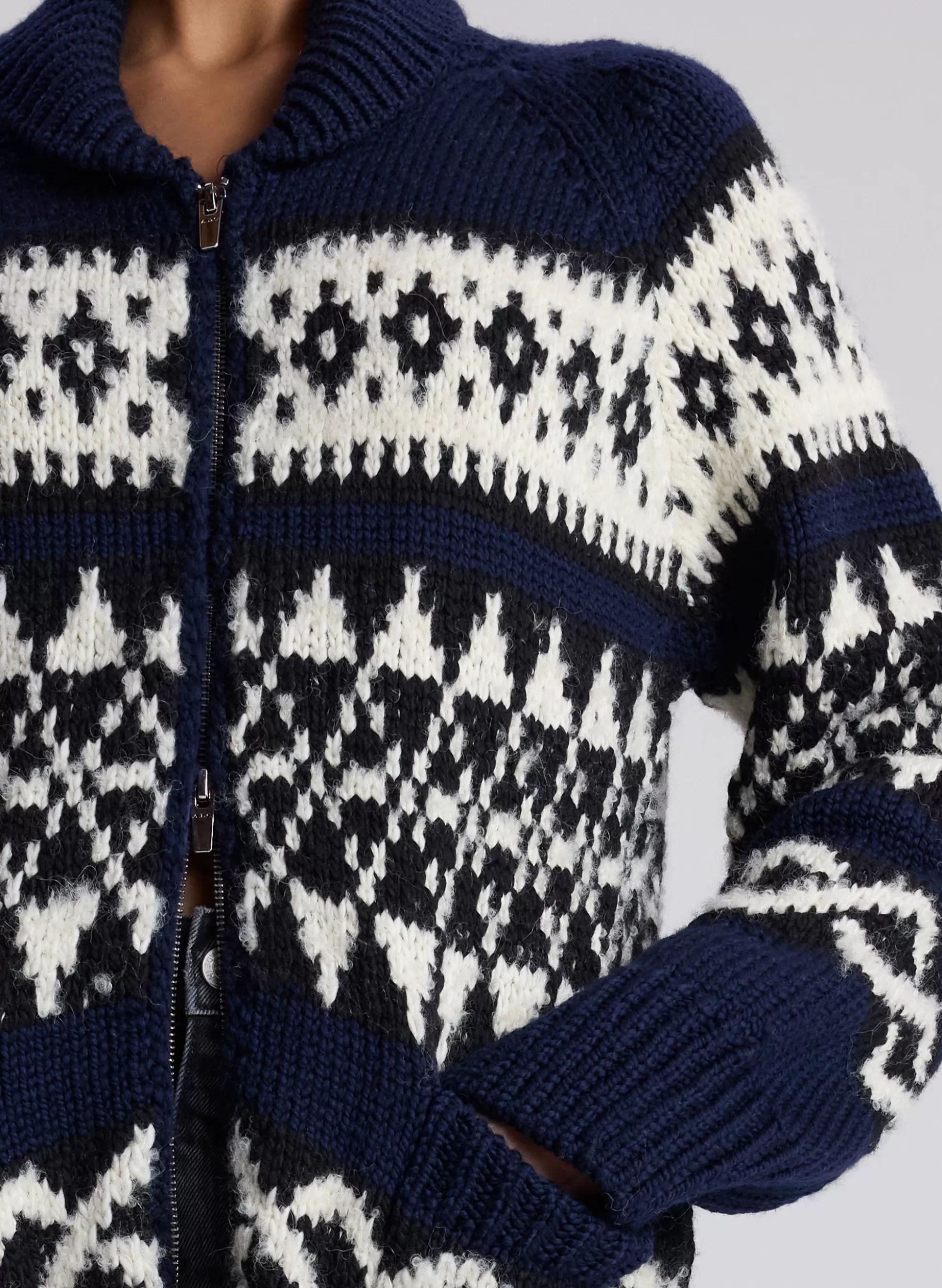 Tops | Sweaters>A.L.C. Joanna Merino Fairisle Cardigan Navy Multi