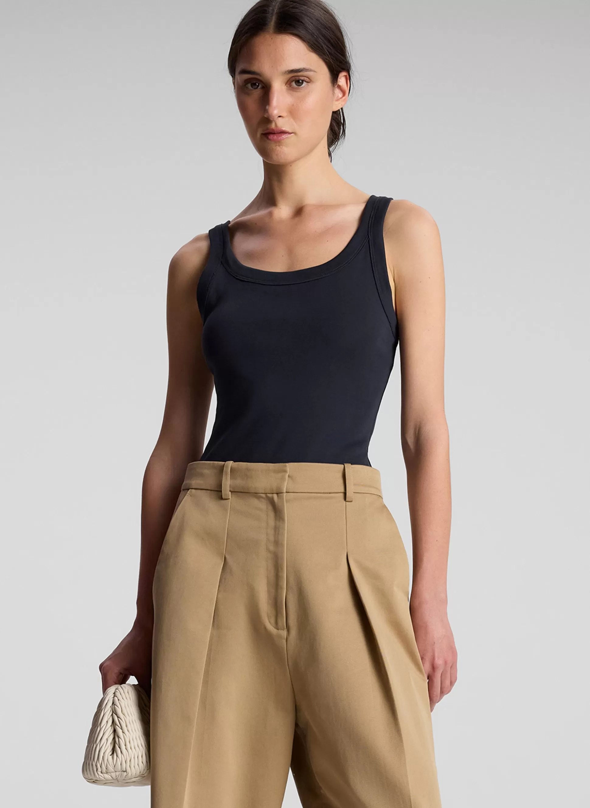 Tops | Knitwear>A.L.C. Kai Cotton Rib Tank Black