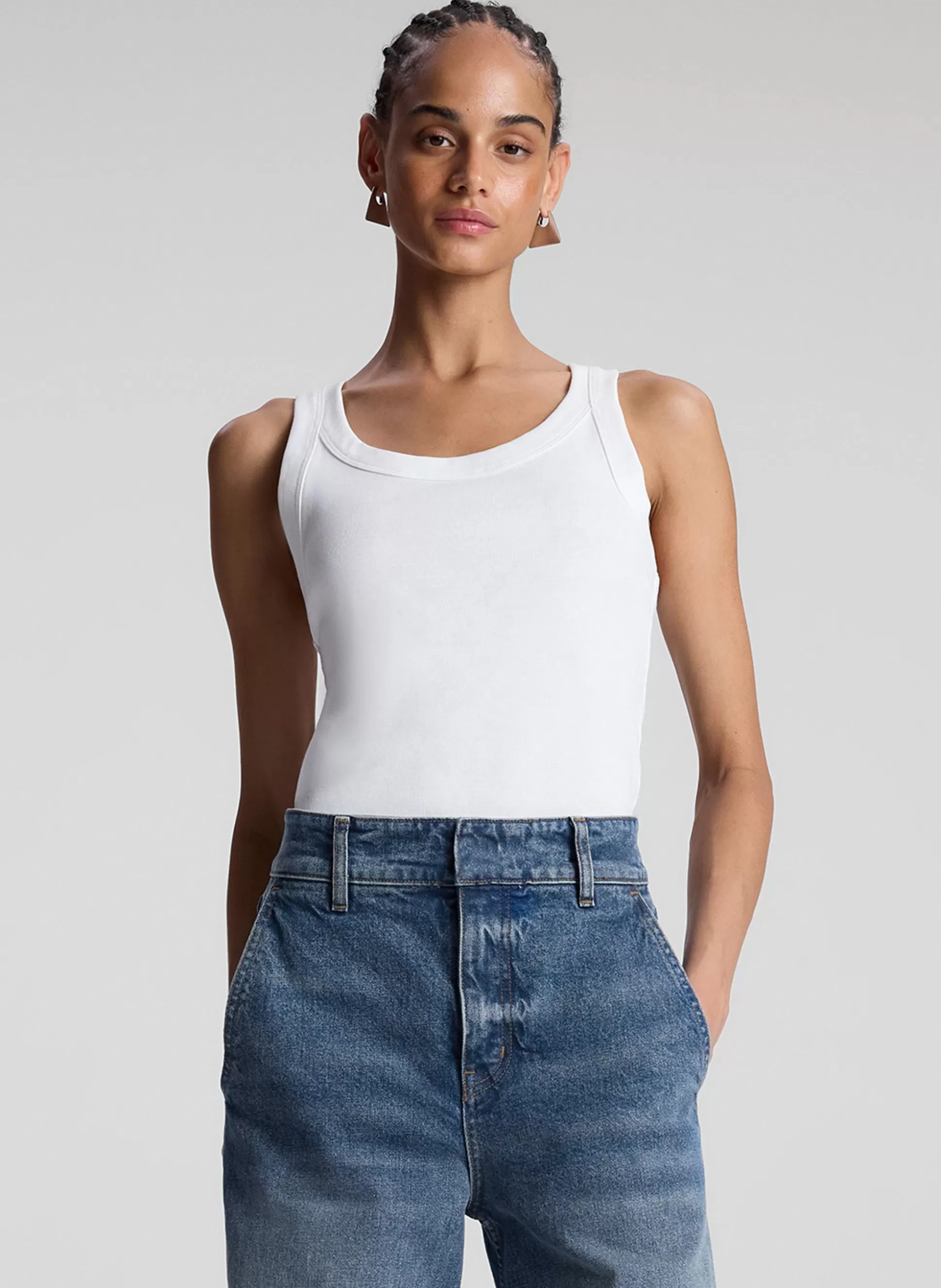 Tops | Tees & Tanks>A.L.C. Kai Cotton Rib Tank White