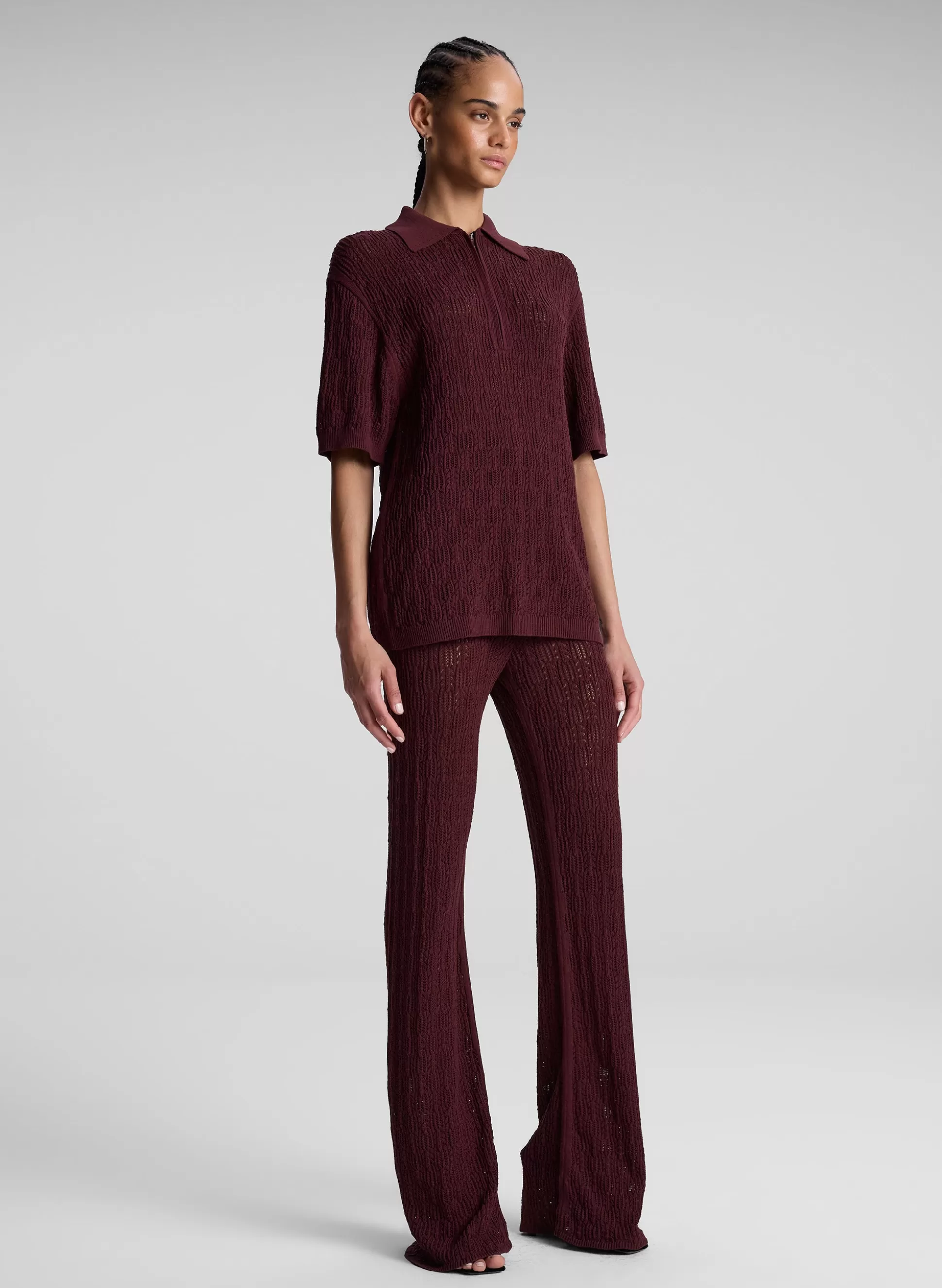 Bottoms>A.L.C. Keeley Pointelle Knit Pant Burgundy