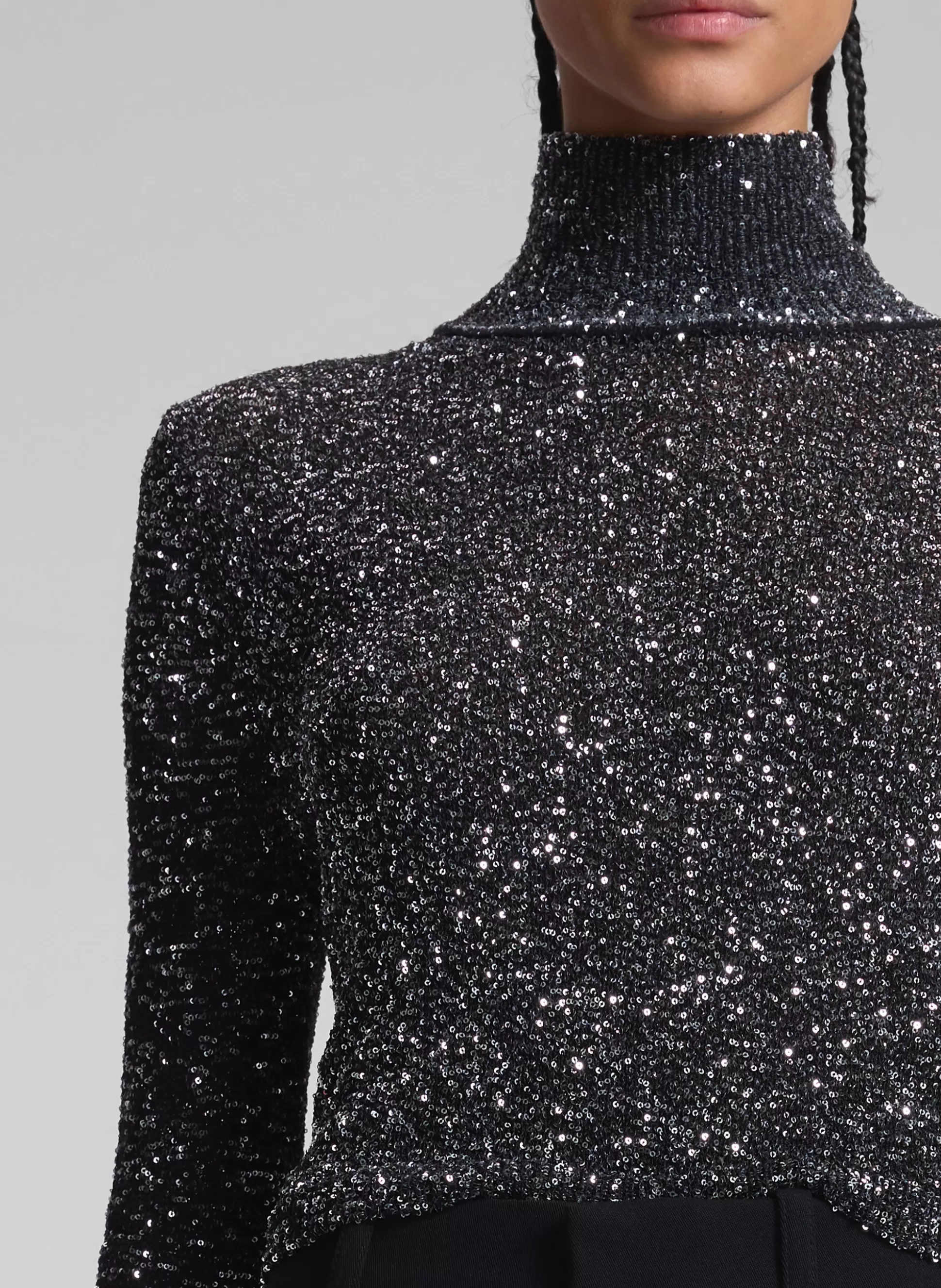 Tops | Knitwear>A.L.C. Kendall Sequin Embellished Top Black/Silver