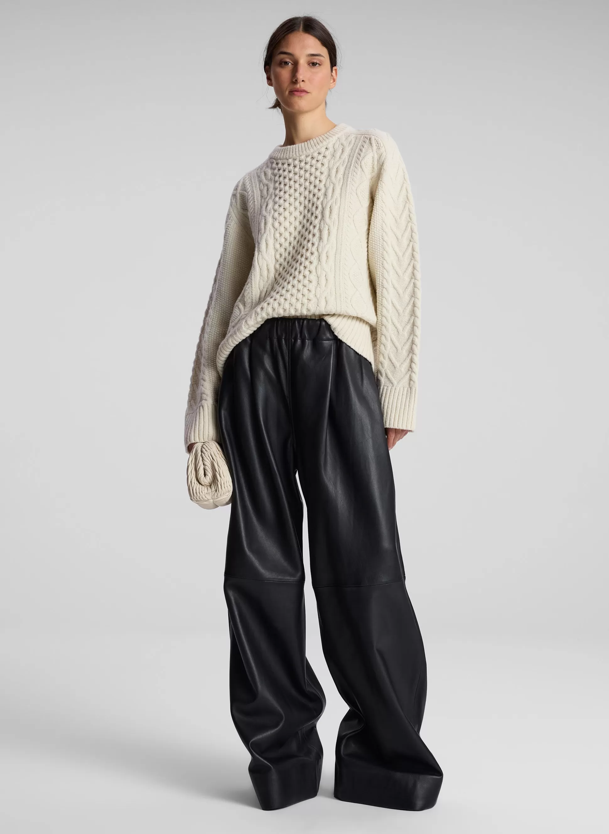 Tops | Sweaters>A.L.C. Kyra Merino Cable Knit Sweater Off White