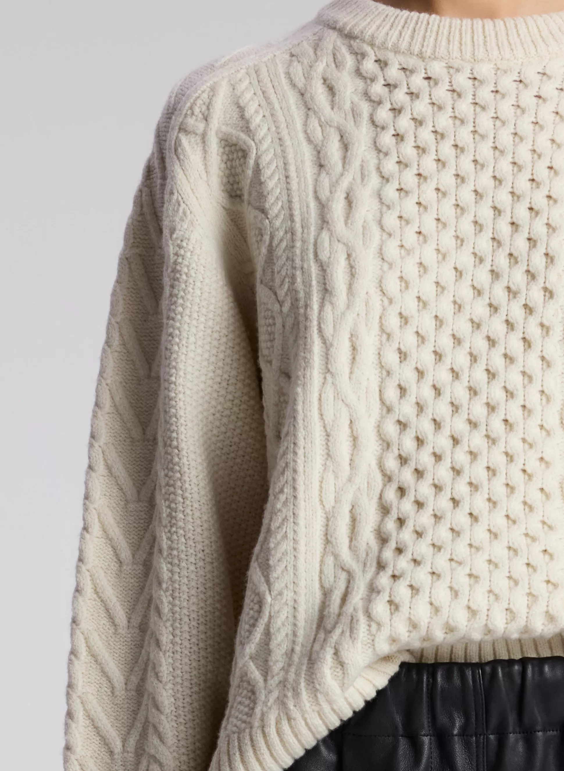 Tops | Sweaters>A.L.C. Kyra Merino Cable Knit Sweater Off White