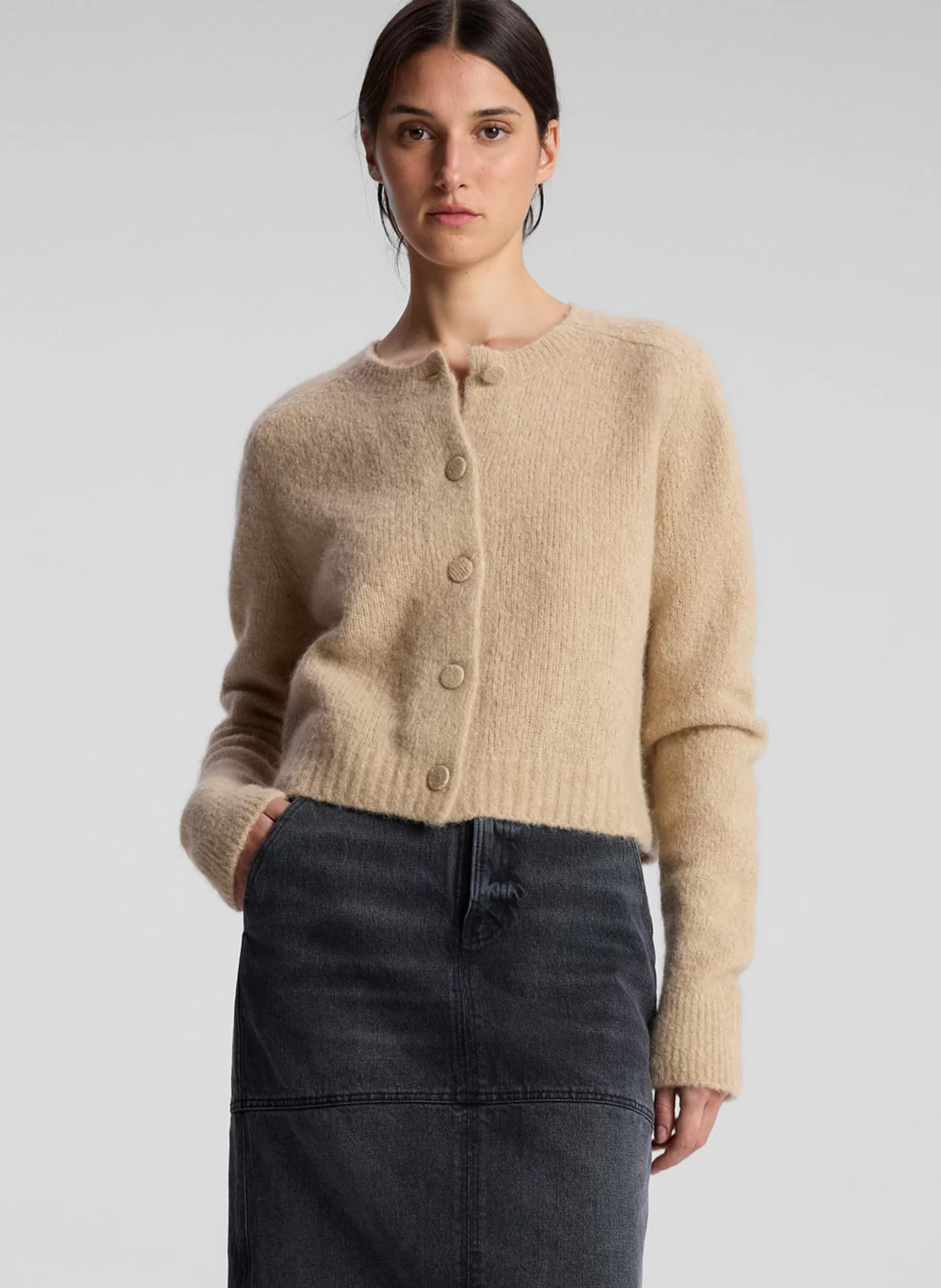 Tops | Sweaters>A.L.C. Lainie Alpaca Cardigan Dark Taupe