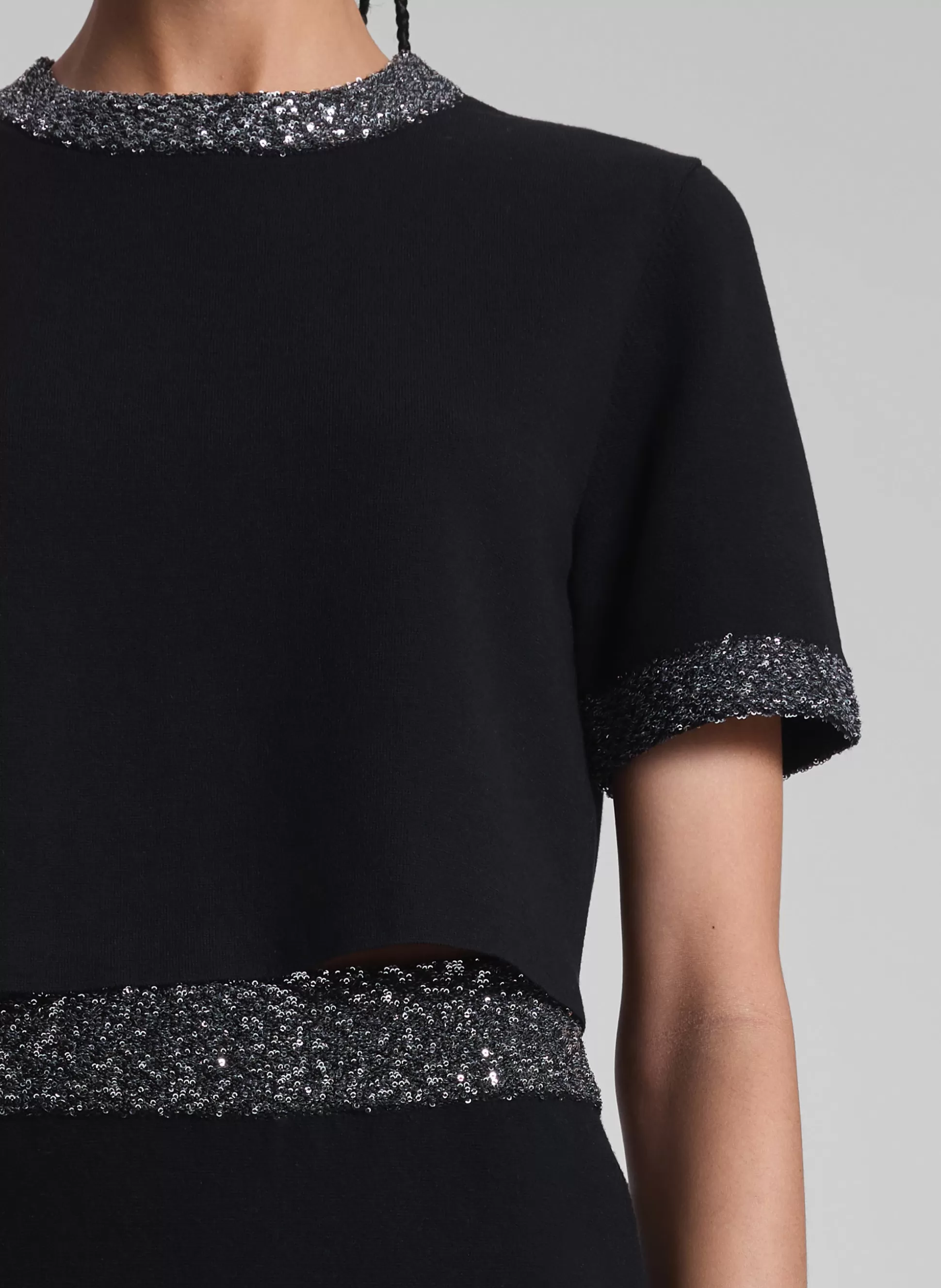 Tops | Knitwear>A.L.C. Maeve Sequin Embellished Top Black/Silver