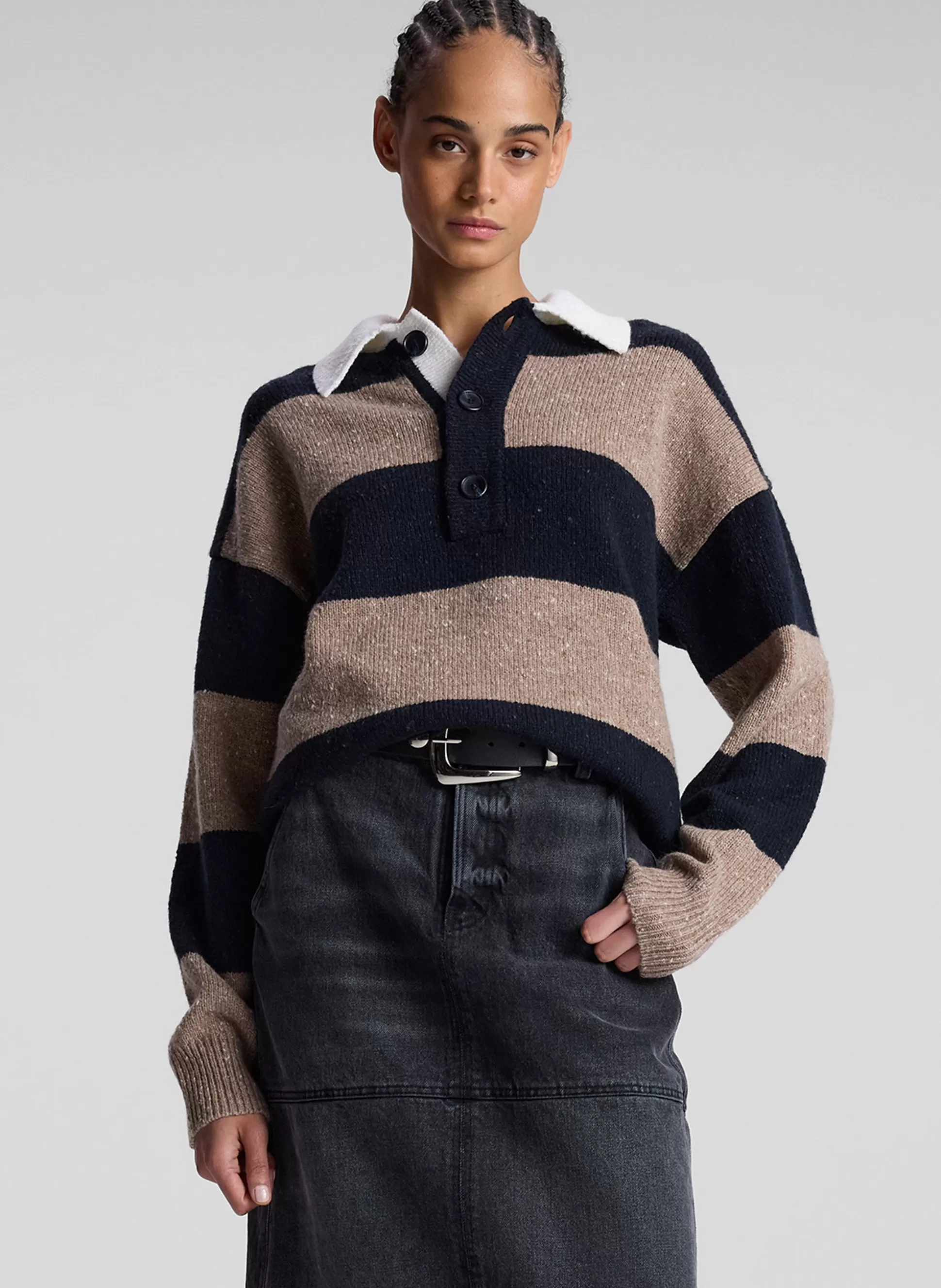 Tops | Sweaters>A.L.C. Mason Wool Cashmere Sweater Navy/ Milk Tea