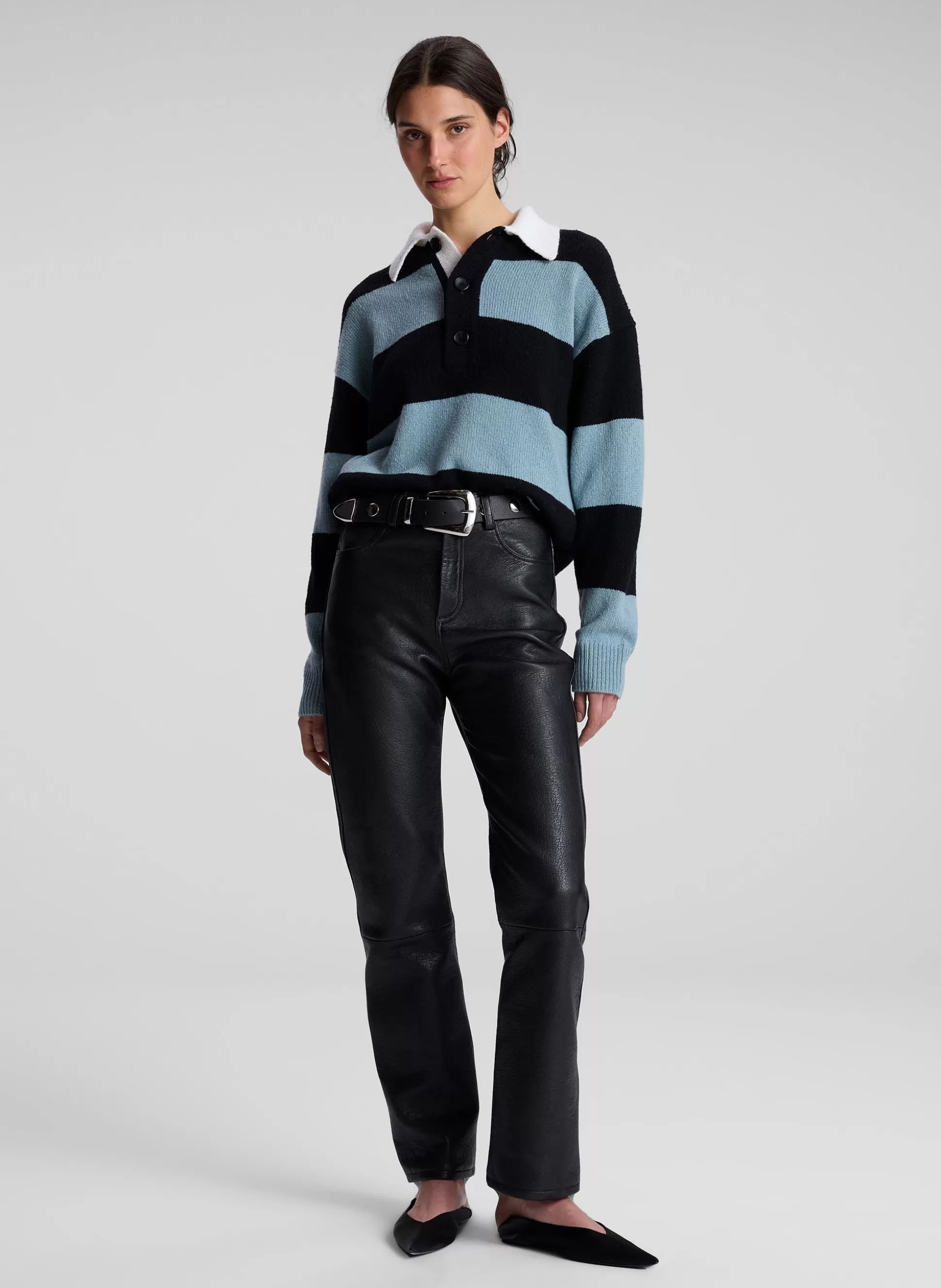 Knitwear | Tops>A.L.C. Mason Wool Cashmere Sweater Zenith Blue/Black