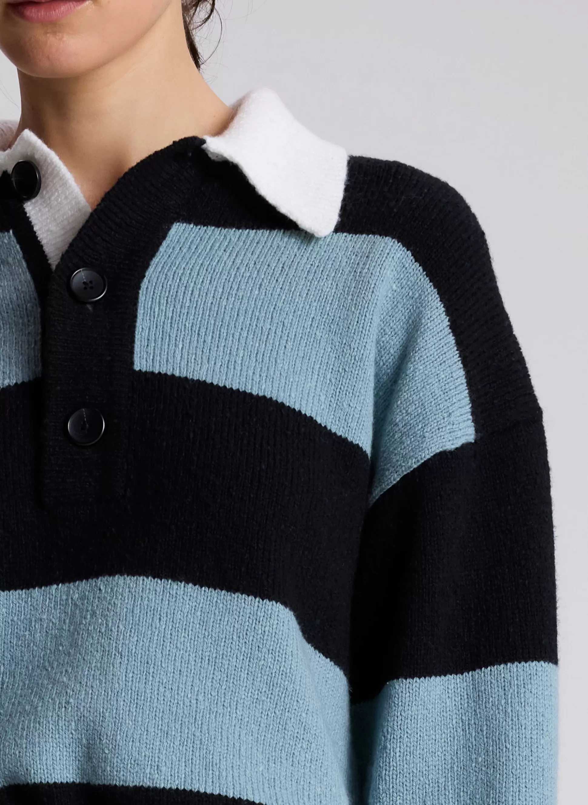 Knitwear | Tops>A.L.C. Mason Wool Cashmere Sweater Zenith Blue/Black