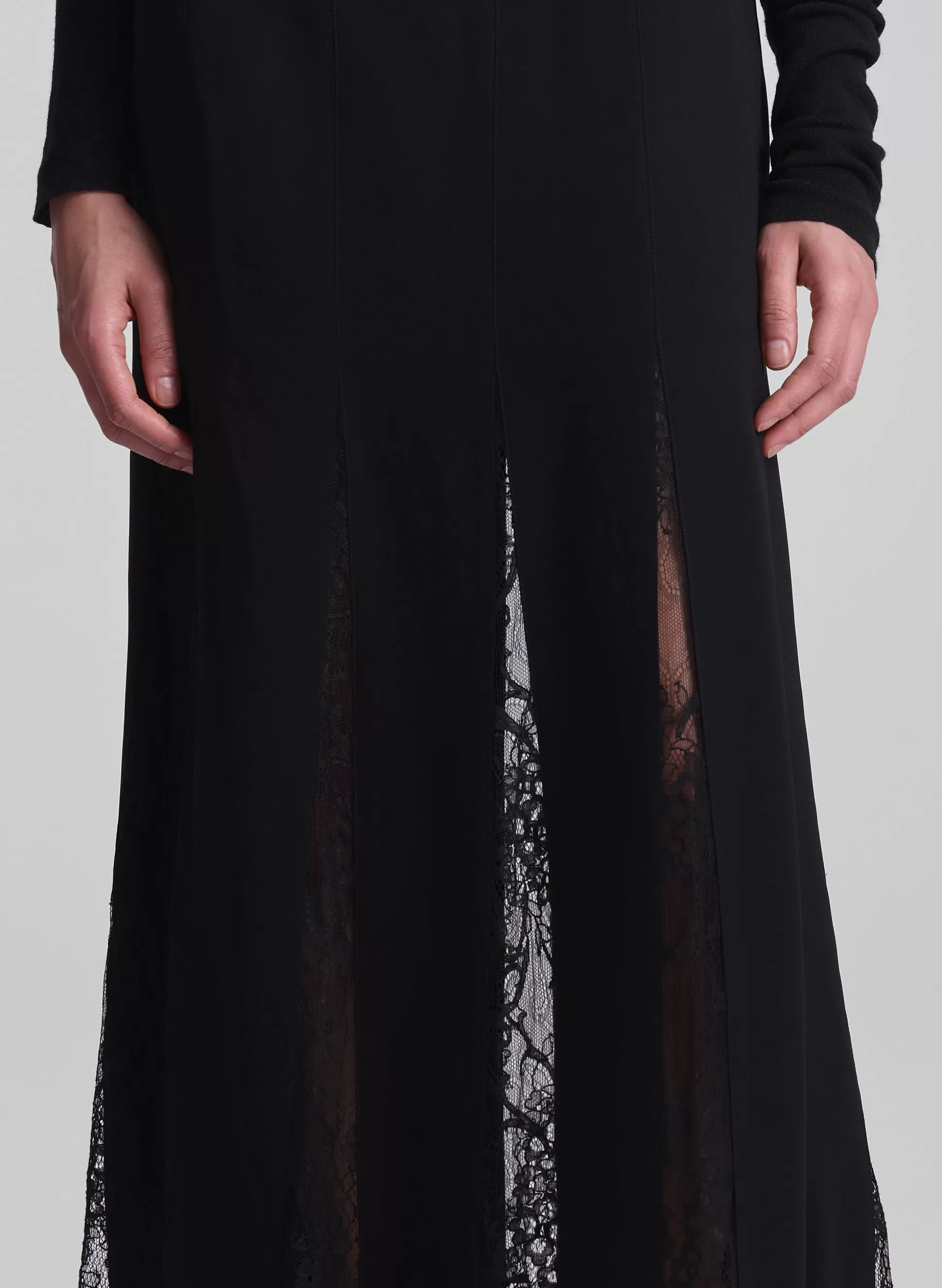 Bottoms | Skirts>A.L.C. Mira Lace Midi Skirt Black/Black