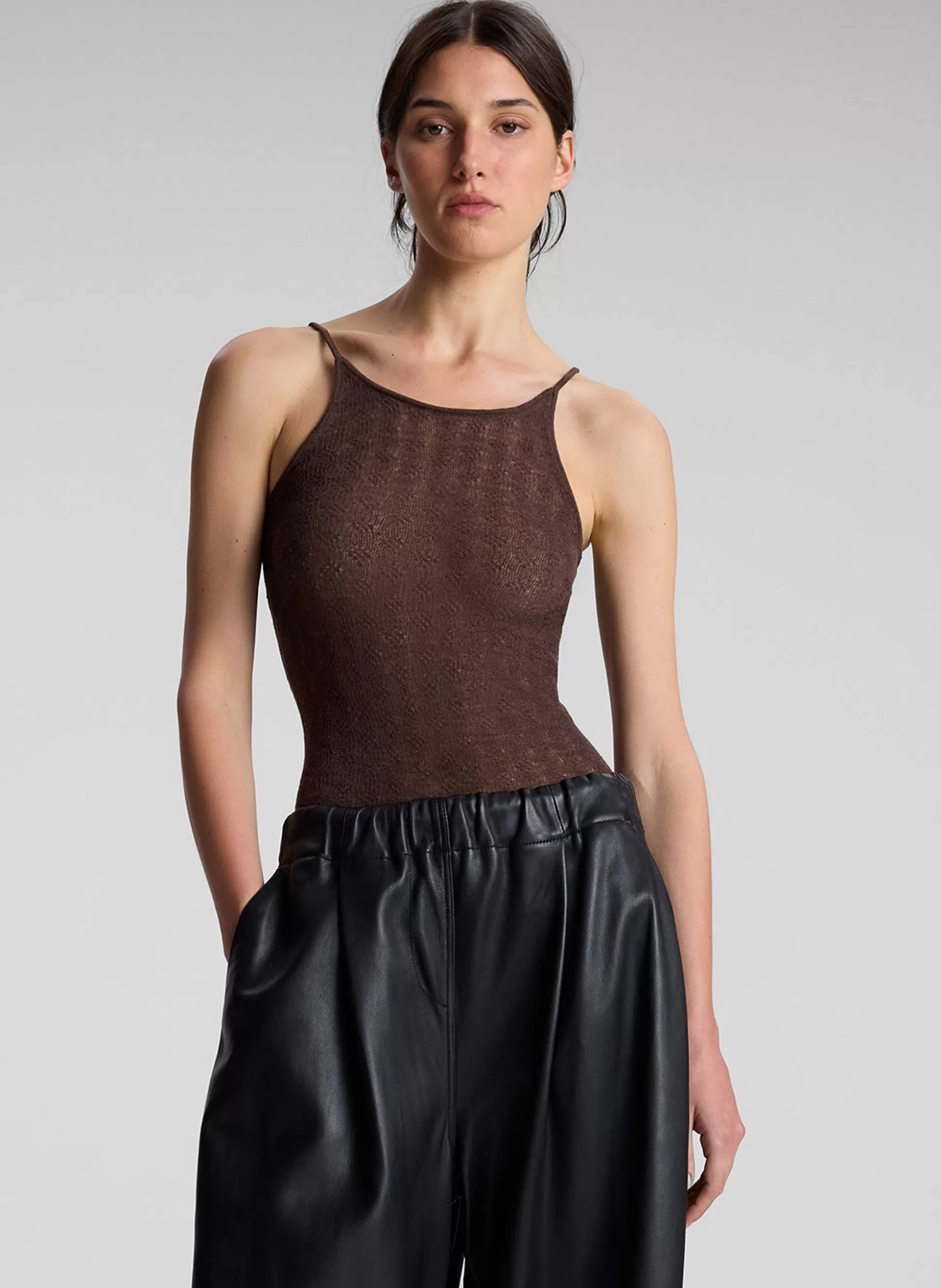 Tops | Knitwear>A.L.C. Morgan Alpaca Knit Top Brown