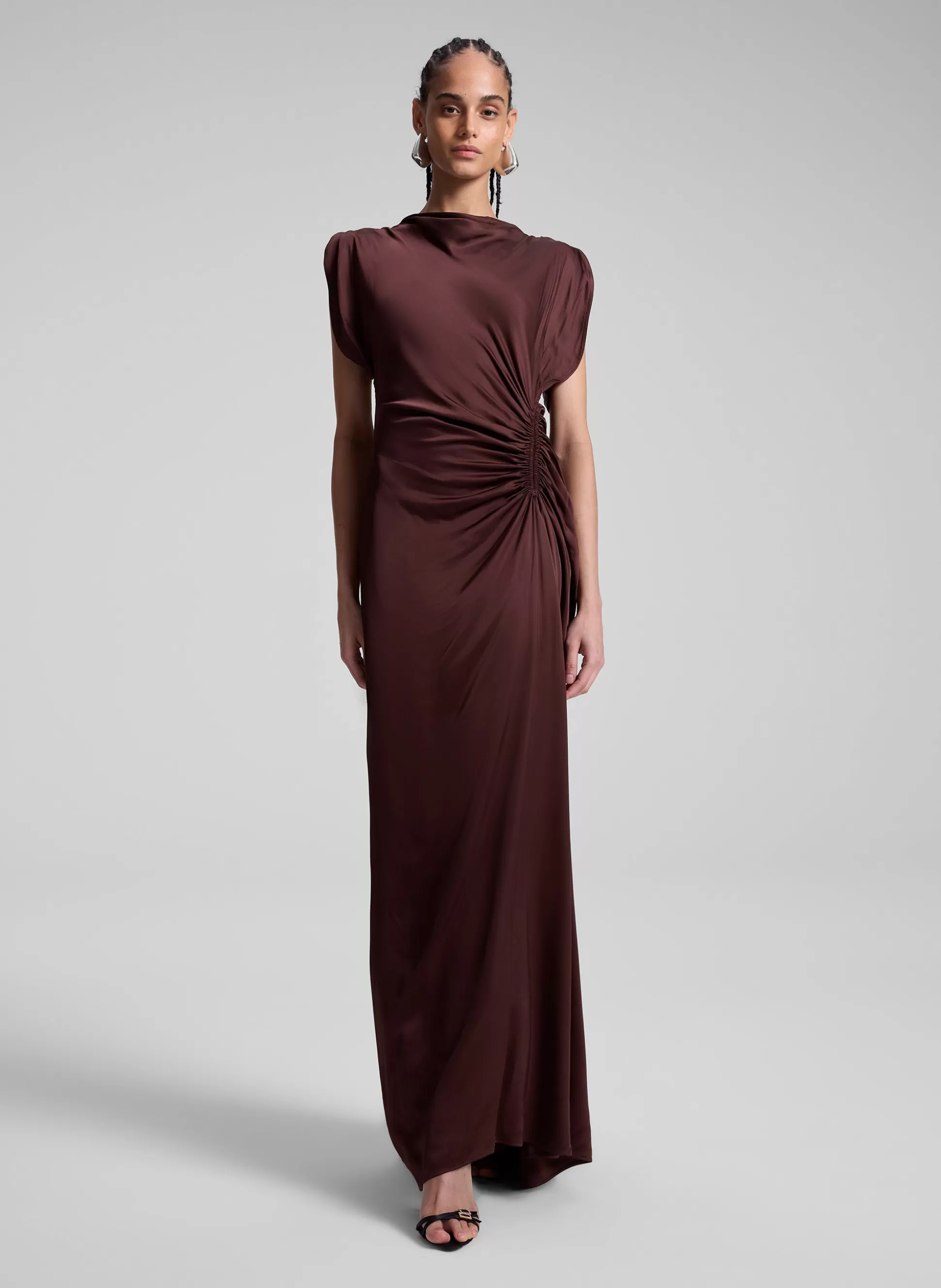 Dresses>A.L.C. Nadia Satin Gown Chocolate Plum