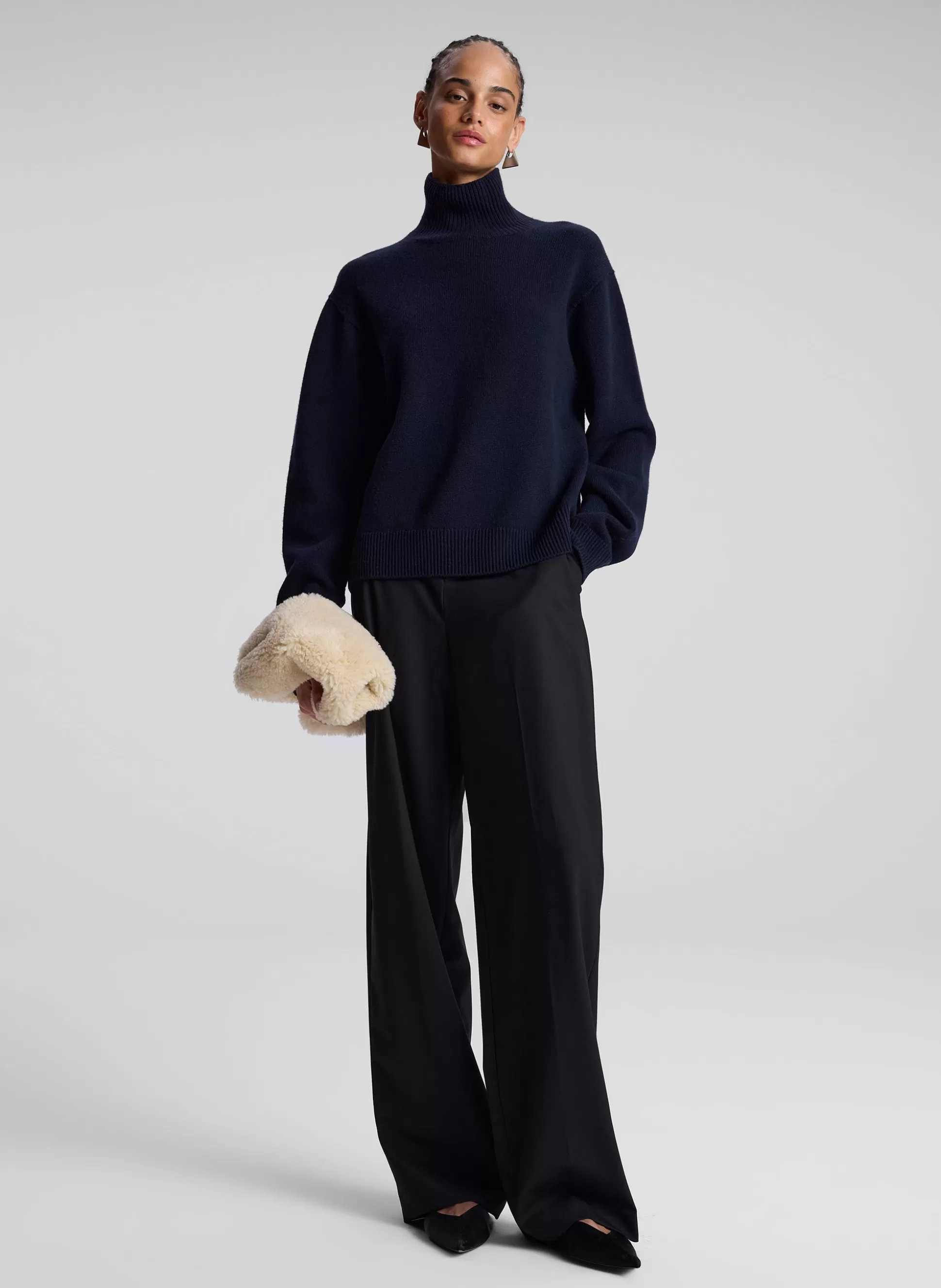 Tops | Sweaters>A.L.C. Teddy Cashmere Turtleneck Sweater Navy